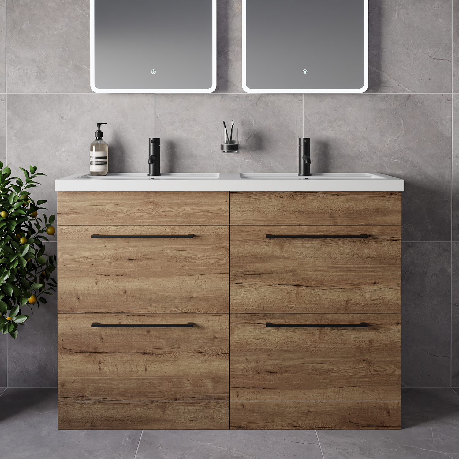 Napoli 390 4 Drawer Vanity Unit with Double Lucia Basins