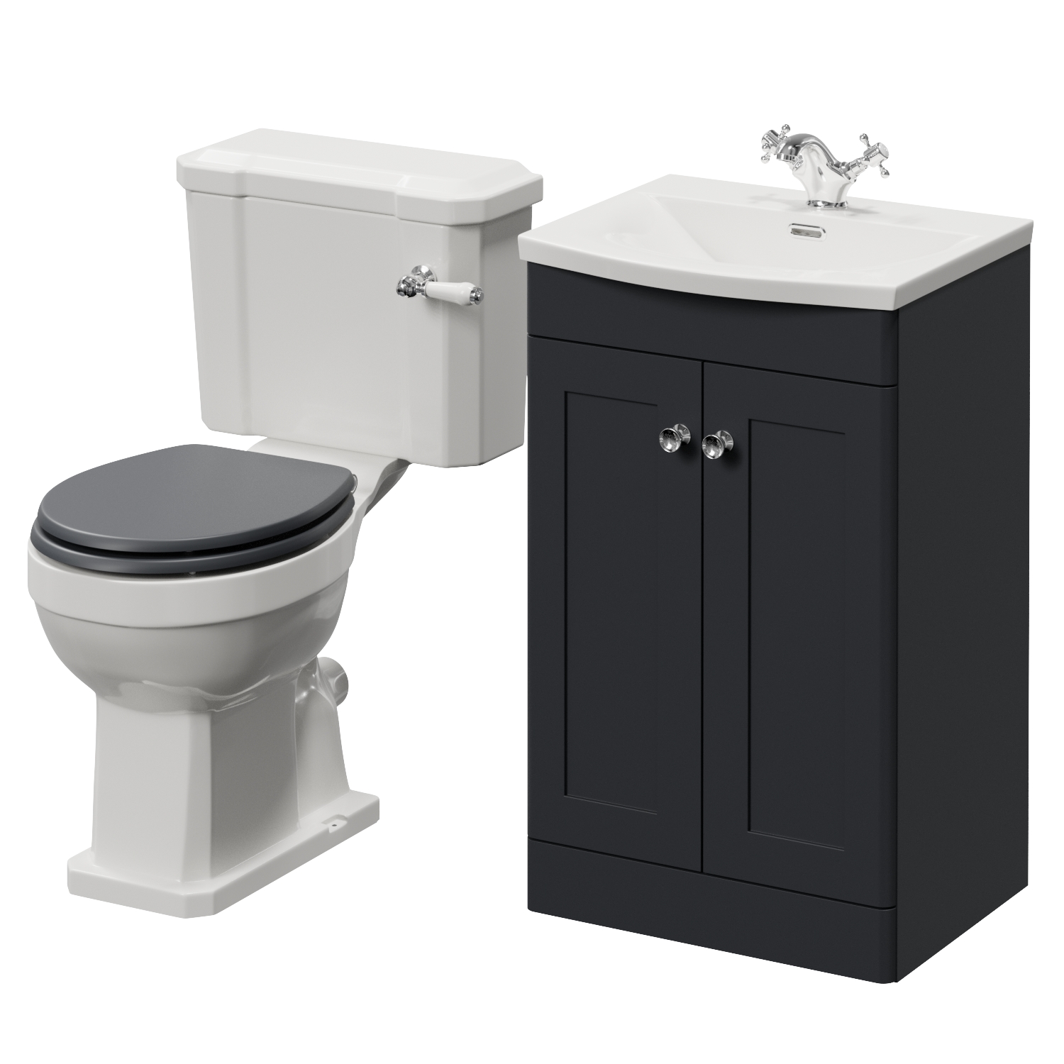 Danbury 2 Door Vanity Unit and Windsor Toilet Suite with Arc Basin
