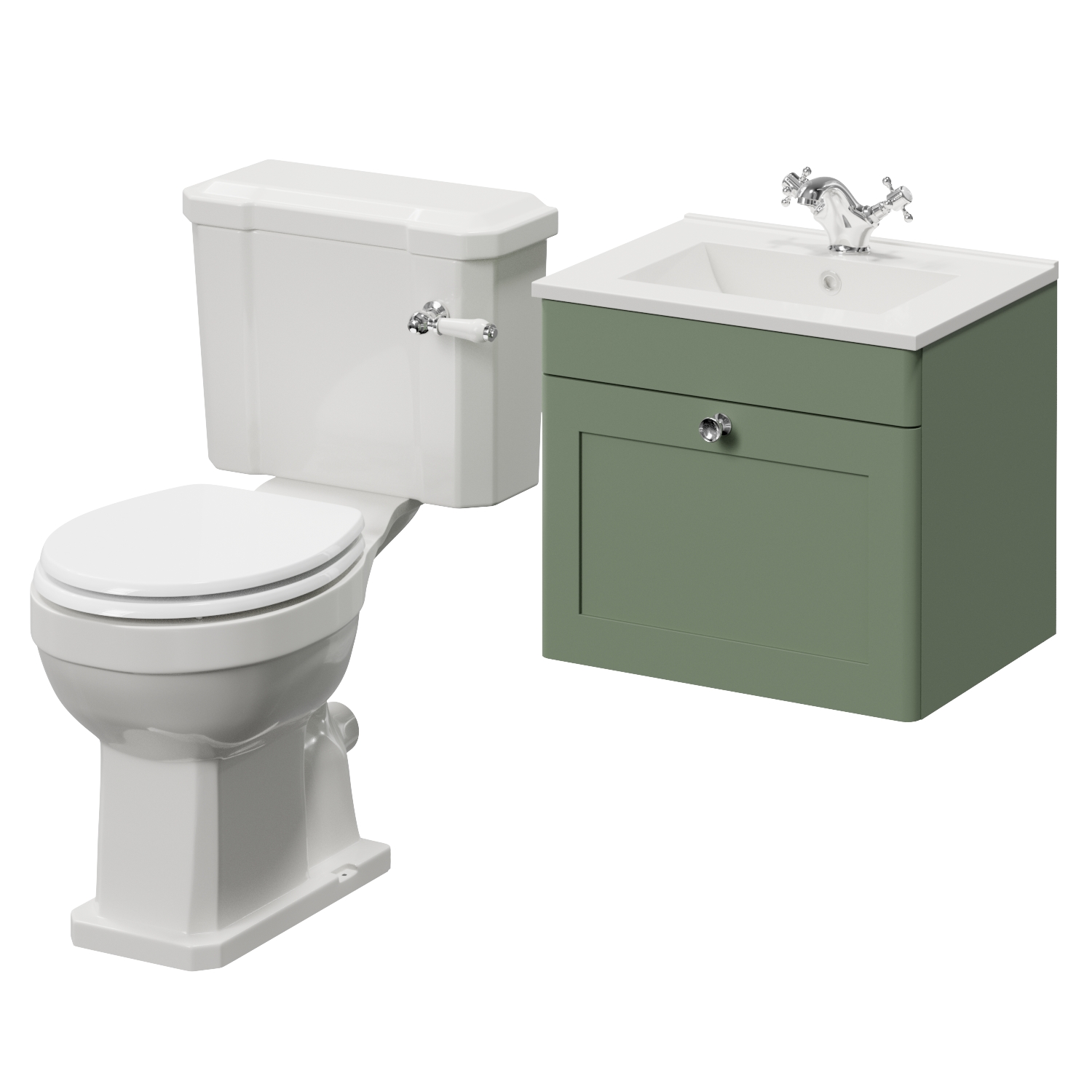 Danbury Wall Mounted Single Drawer Vanity Unit and Windsor Toilet Suite with Angel Basin