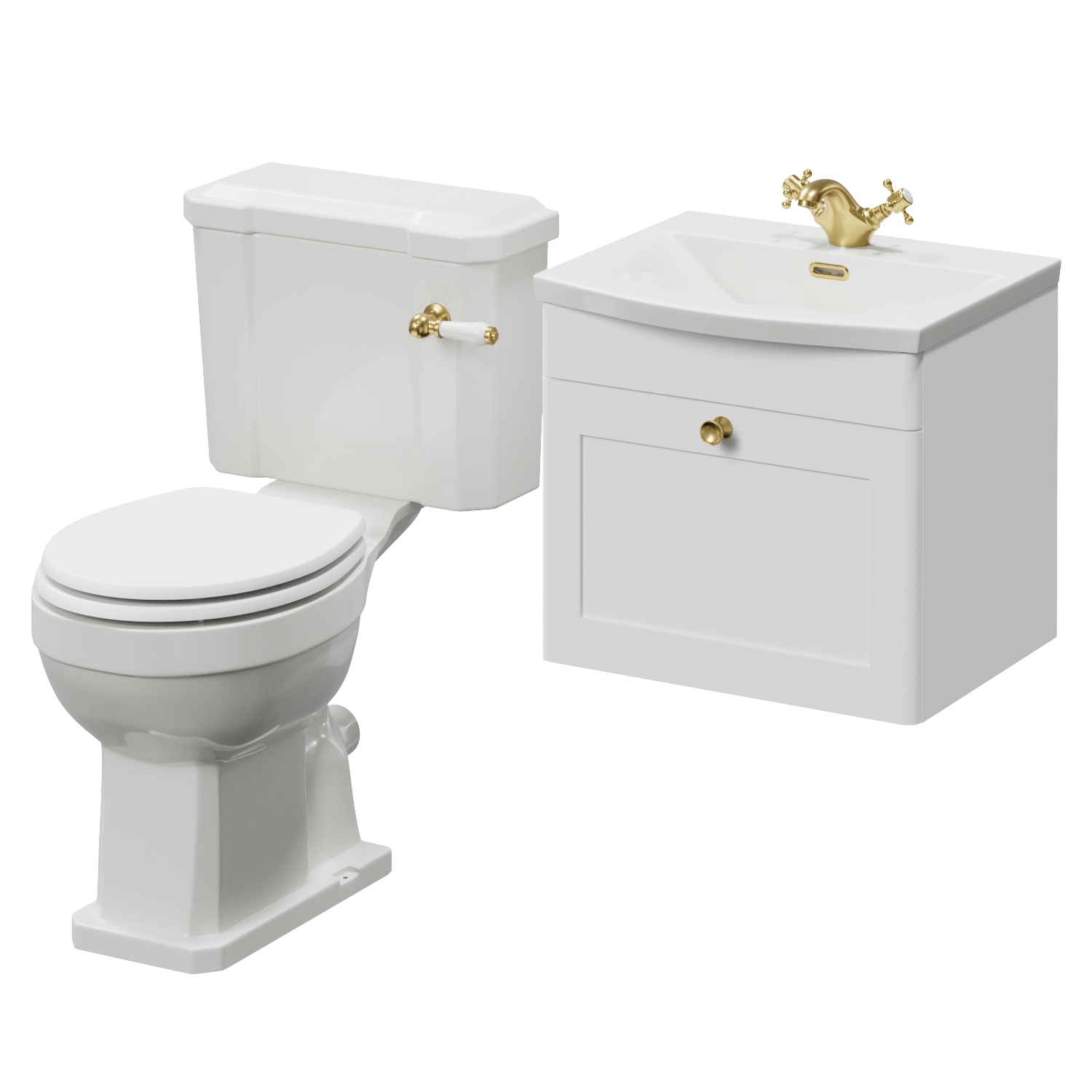 Danbury Wall Mounted Single Drawer Vanity Unit and Windsor Toilet Suite with Arc Basin