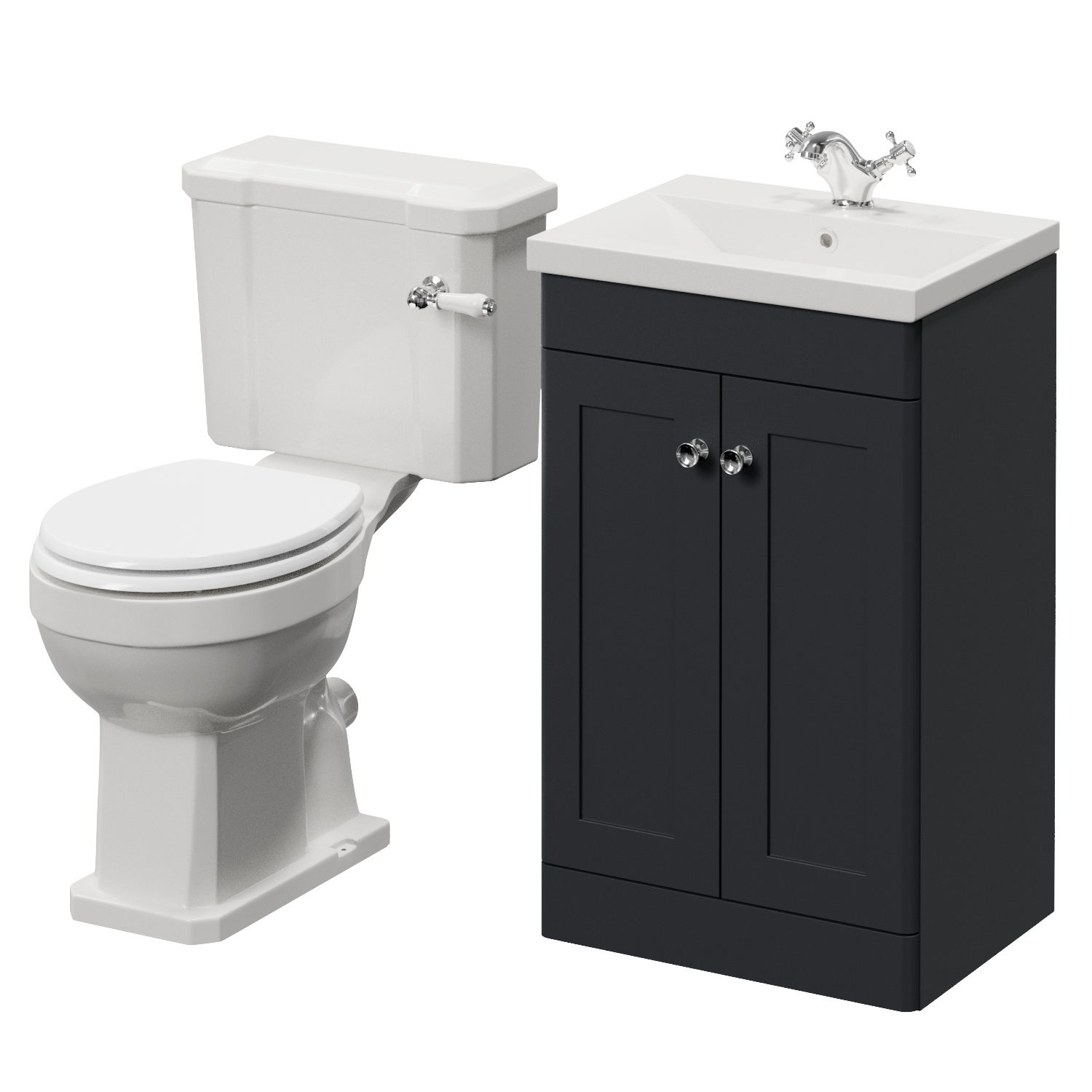 Danbury 2 Door Vanity Unit and Windsor Toilet Suite with Glide Basin