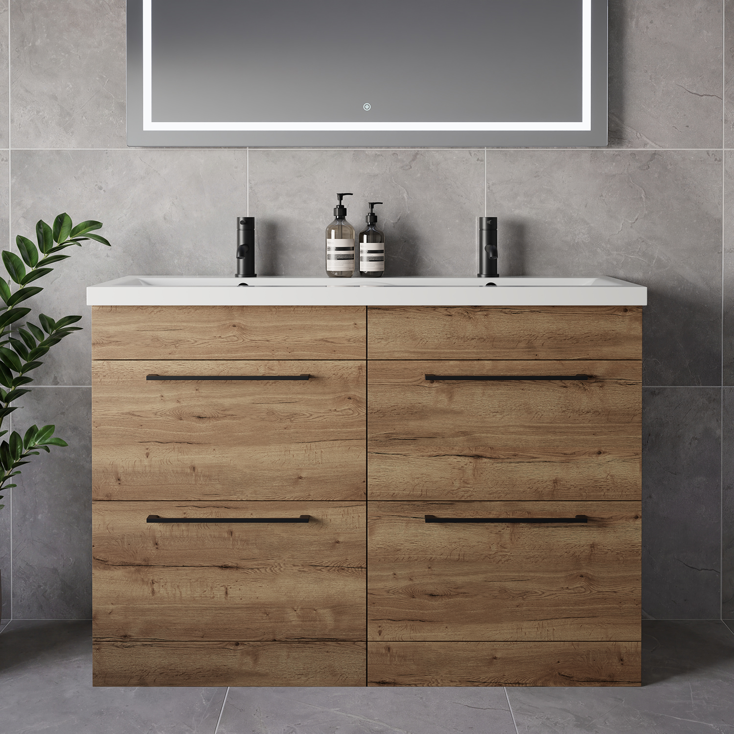 Napoli 390 4 Drawer Vanity Unit with Double Glide Basins