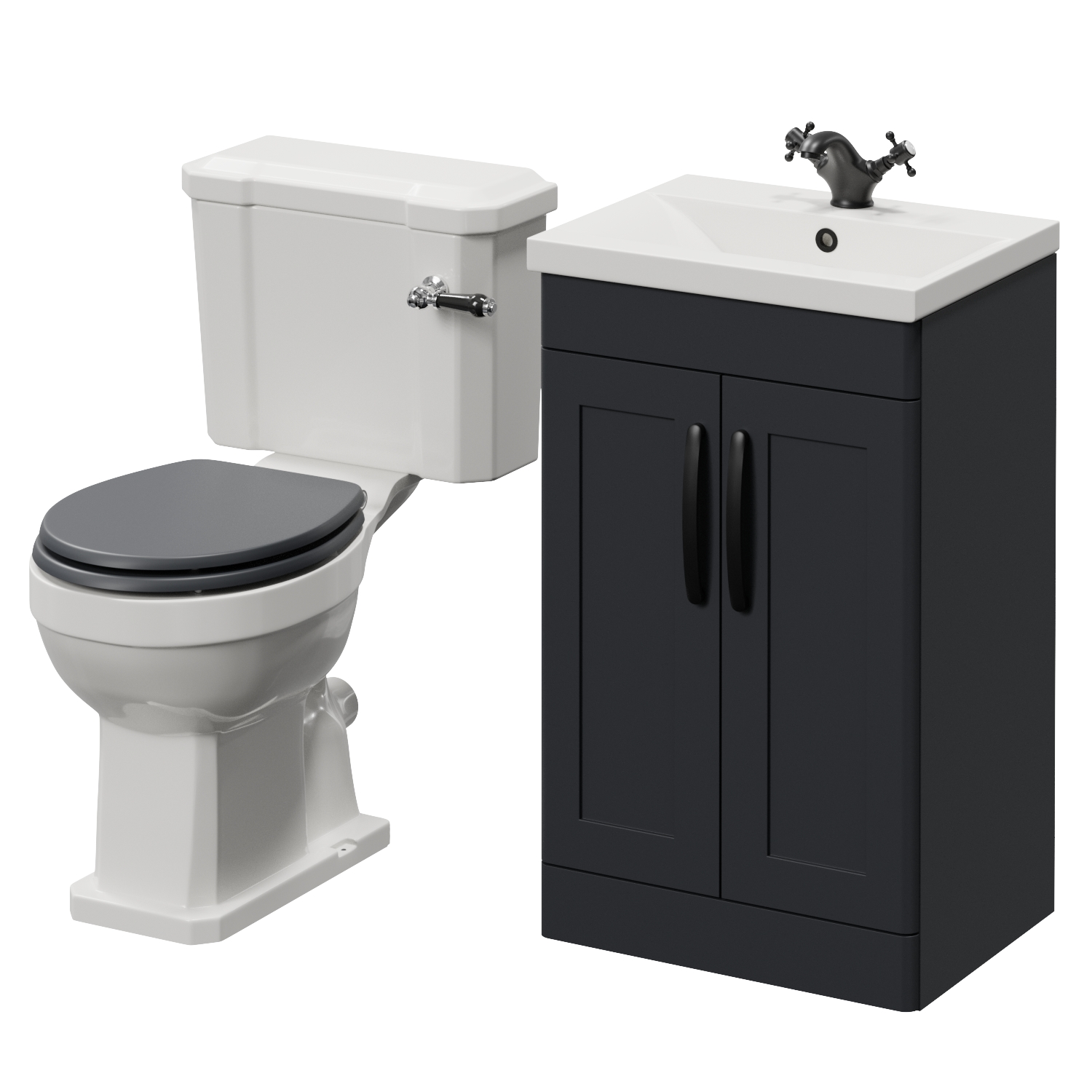 Danbury 2 Door Vanity Unit and Windsor Toilet Suite with Glide Basin