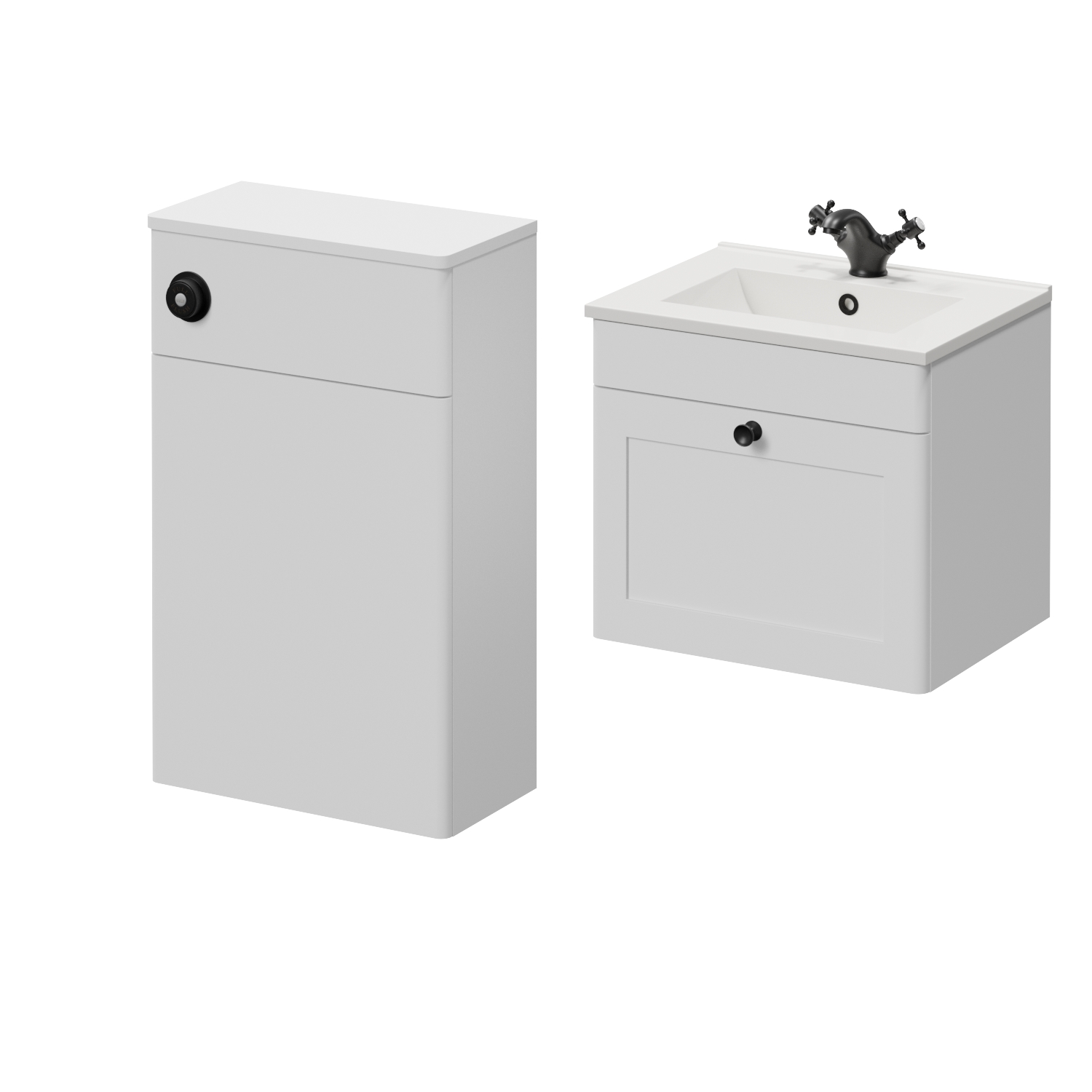 Danbury Wall Mounted Single Drawer Vanity Unit and Toilet Suite with Angel Basin