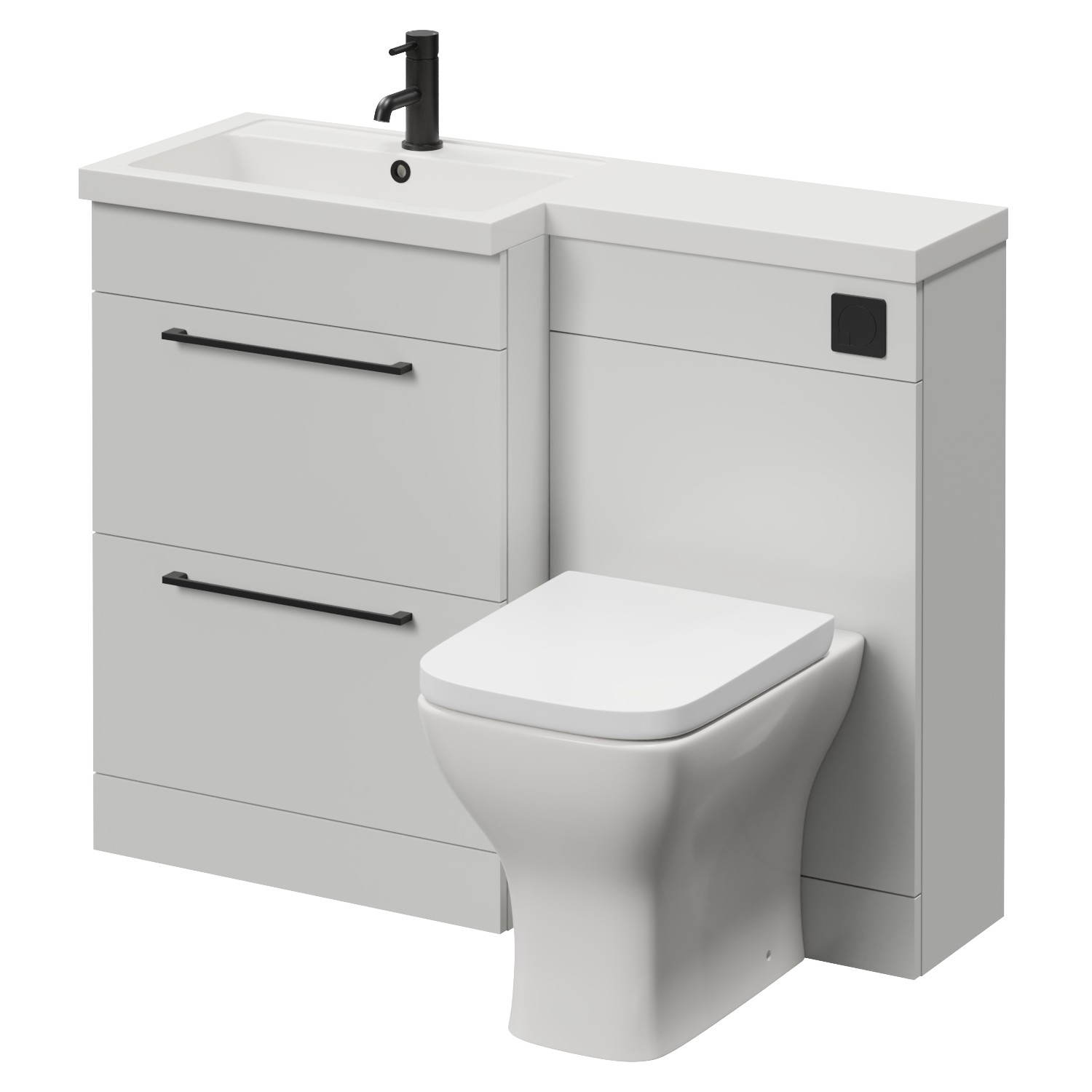 Napoli 390 2 Drawer Vanity Unit Toilet Suite with Square Left Hand Lucia Basin