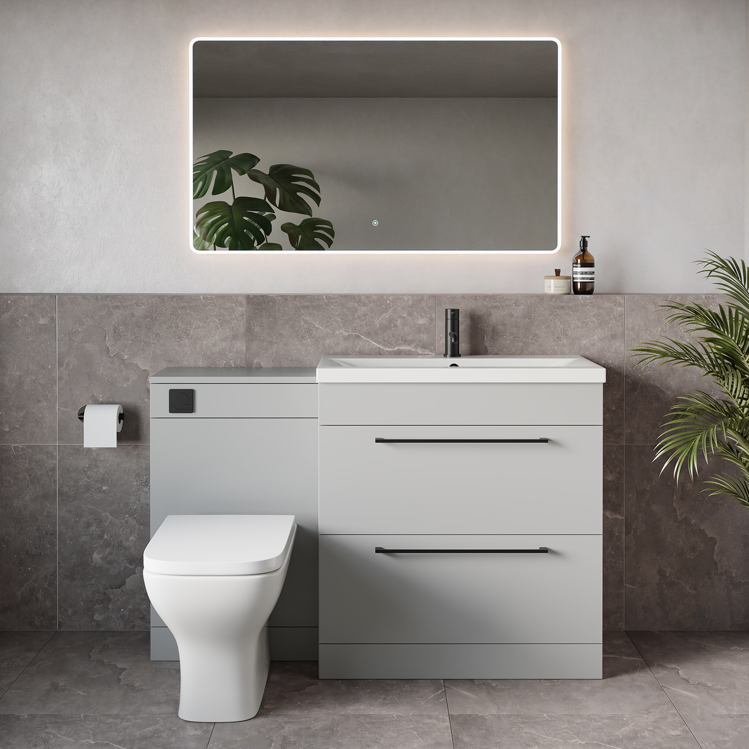 Napoli 390 2 Drawer Vanity Unit Toilet Suite with Glide Basin