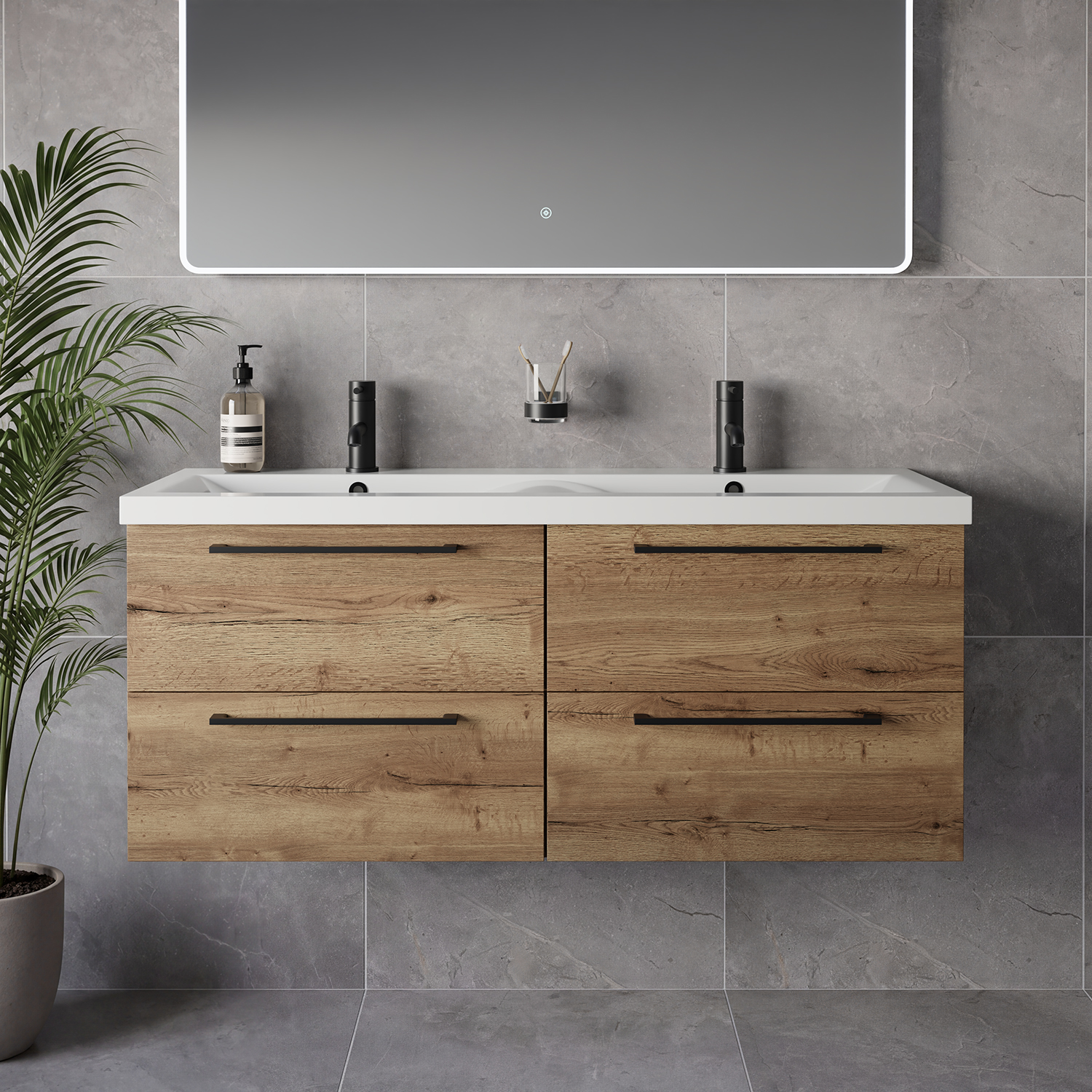Napoli 390 Wall Mounted 4 Drawer Vanity Unit with Double Glide Basins