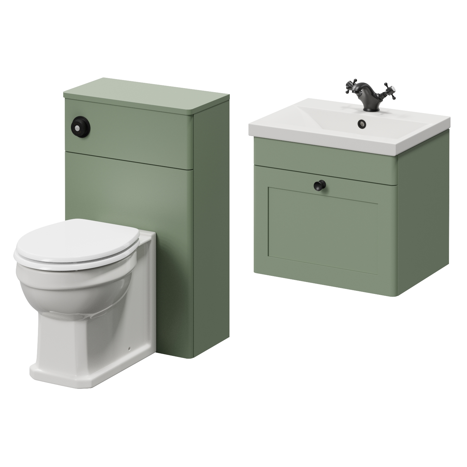 Danbury Single Drawer Wall Mounted Vanity Unit and Toilet Suite with Glide Basin