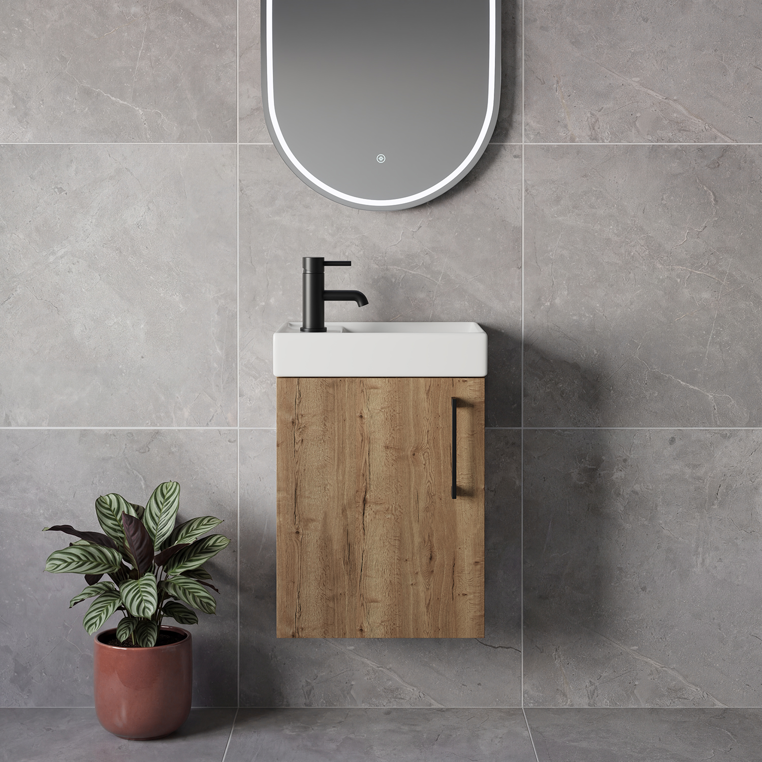 Napoli Cube Wall Mounted Single Door Vanity Unit with Align Basin