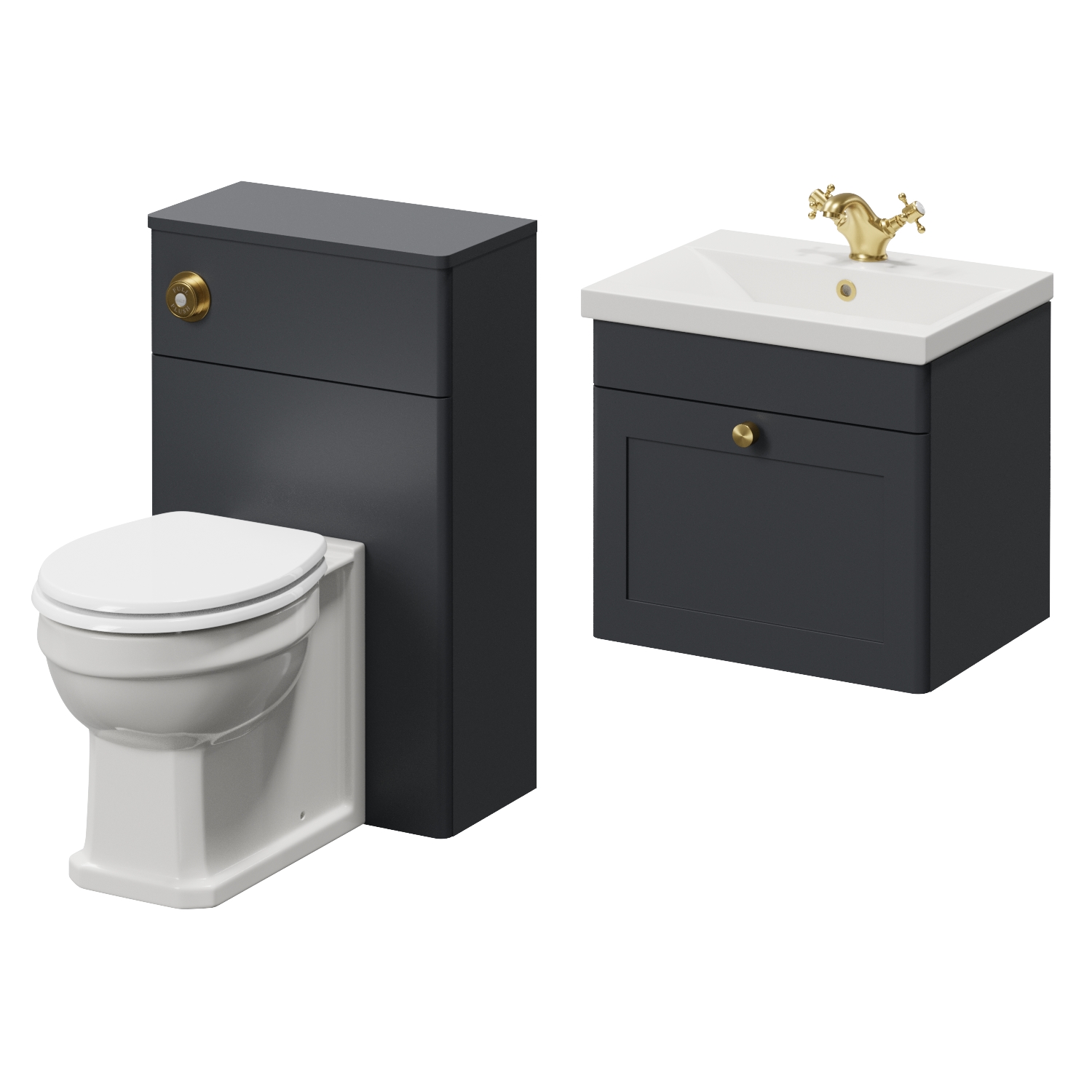 Danbury Single Drawer Wall Mounted Vanity Unit and Toilet Suite with Glide Basin