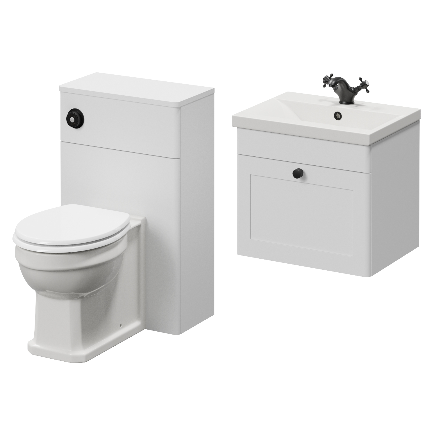 Danbury Single Drawer Wall Mounted Vanity Unit and Toilet Suite with Glide Basin