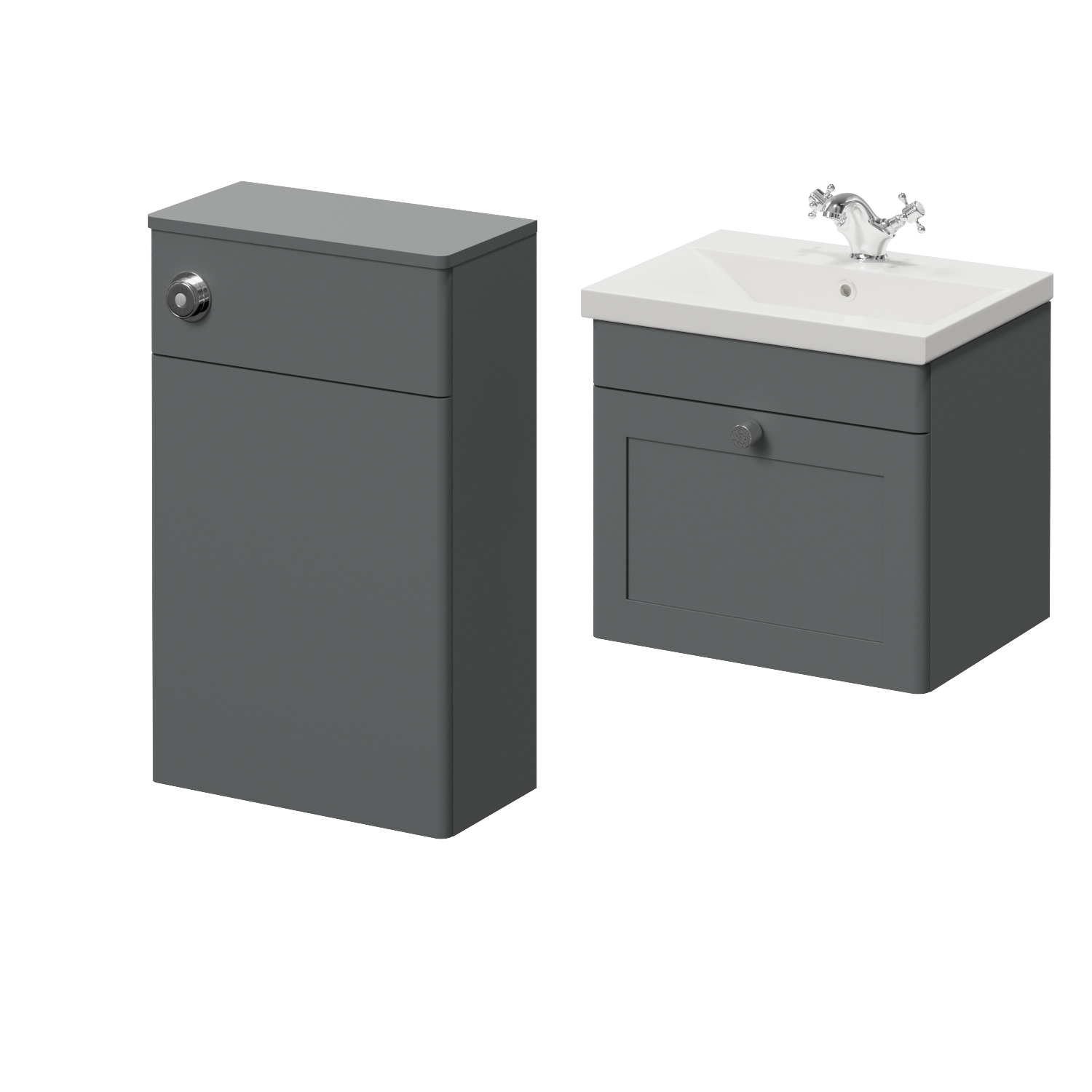 Danbury Single Drawer Wall Mounted Vanity Unit and Toilet Suite with Glide Basin