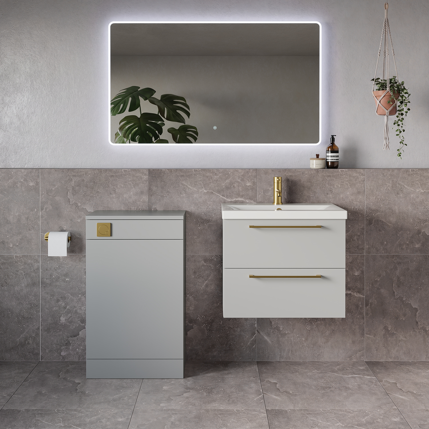 Napoli 390 Wall Mounted 2 Drawer Vanity Unit and Toilet Suite with Glide Basin