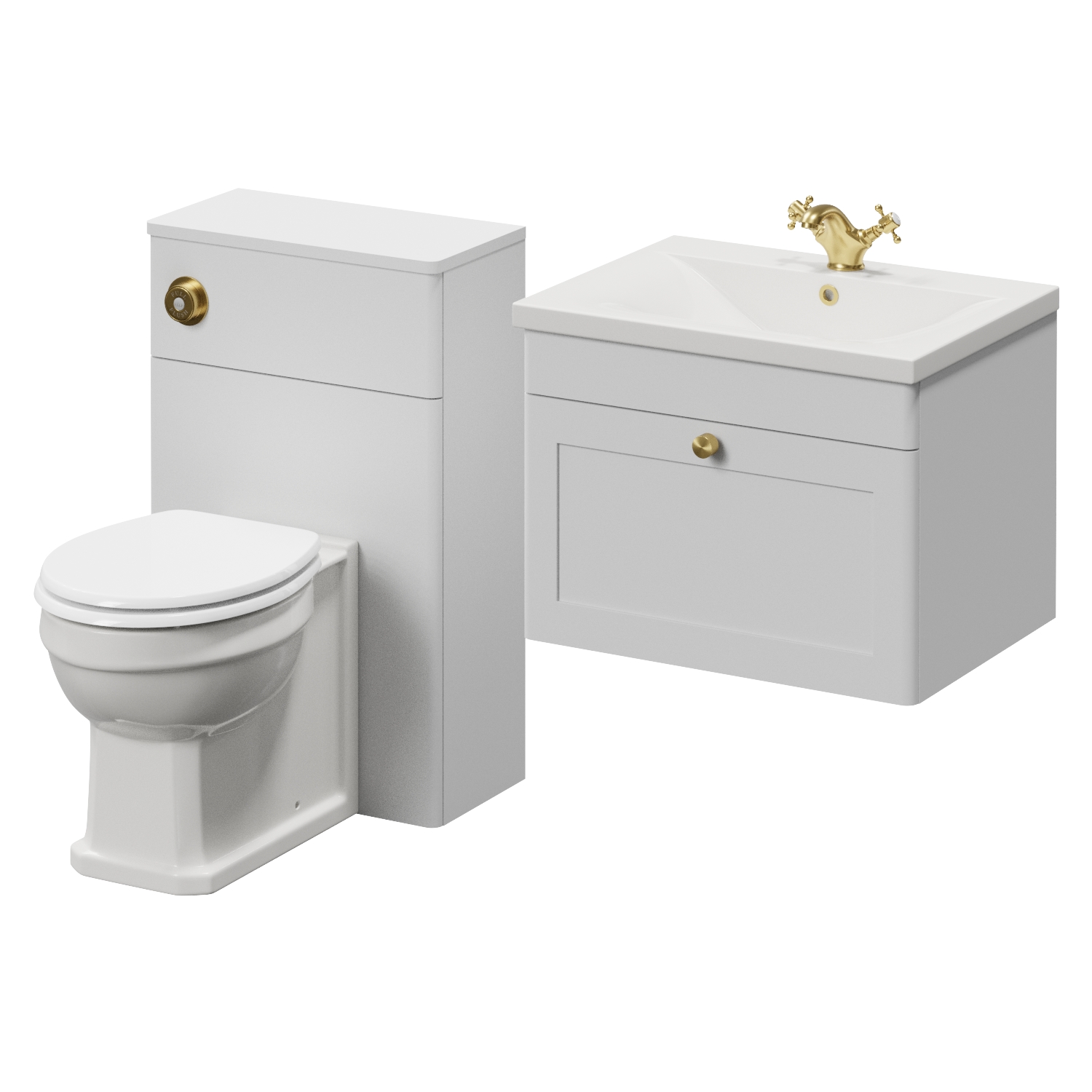 Danbury Wall Mounted Single Drawer Vanity Unit and Toilet Suite with Glide Basin