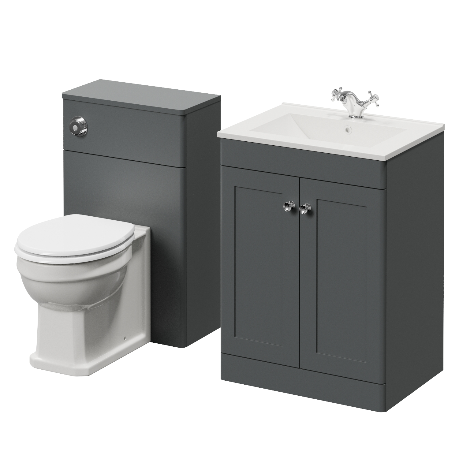 Danbury 2 Door Vanity Unit and Toilet Suite with Angel Basin