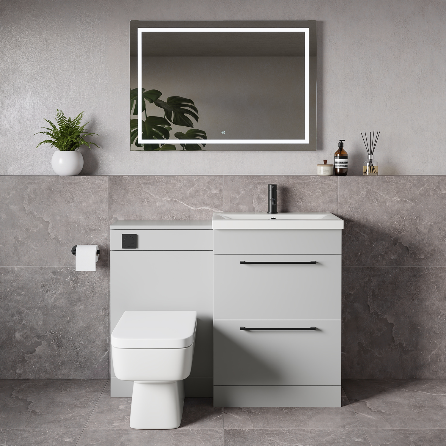 Napoli 390 2 Drawer Vanity Unit Toilet Suite with Glide Basin