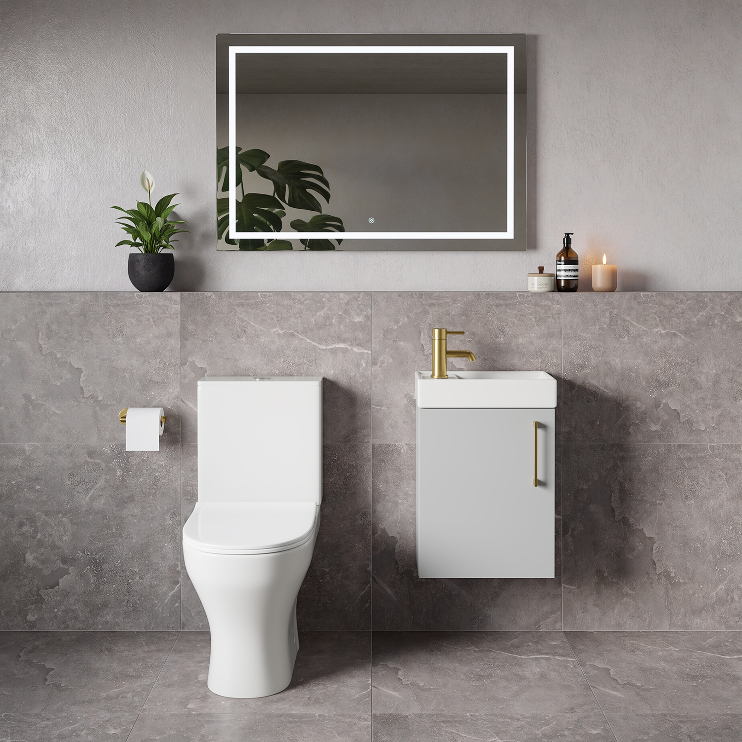 Napoli Cube Single Door Wall Mounted Vanity Unit and Jubilee Toilet Suite with Align Basin