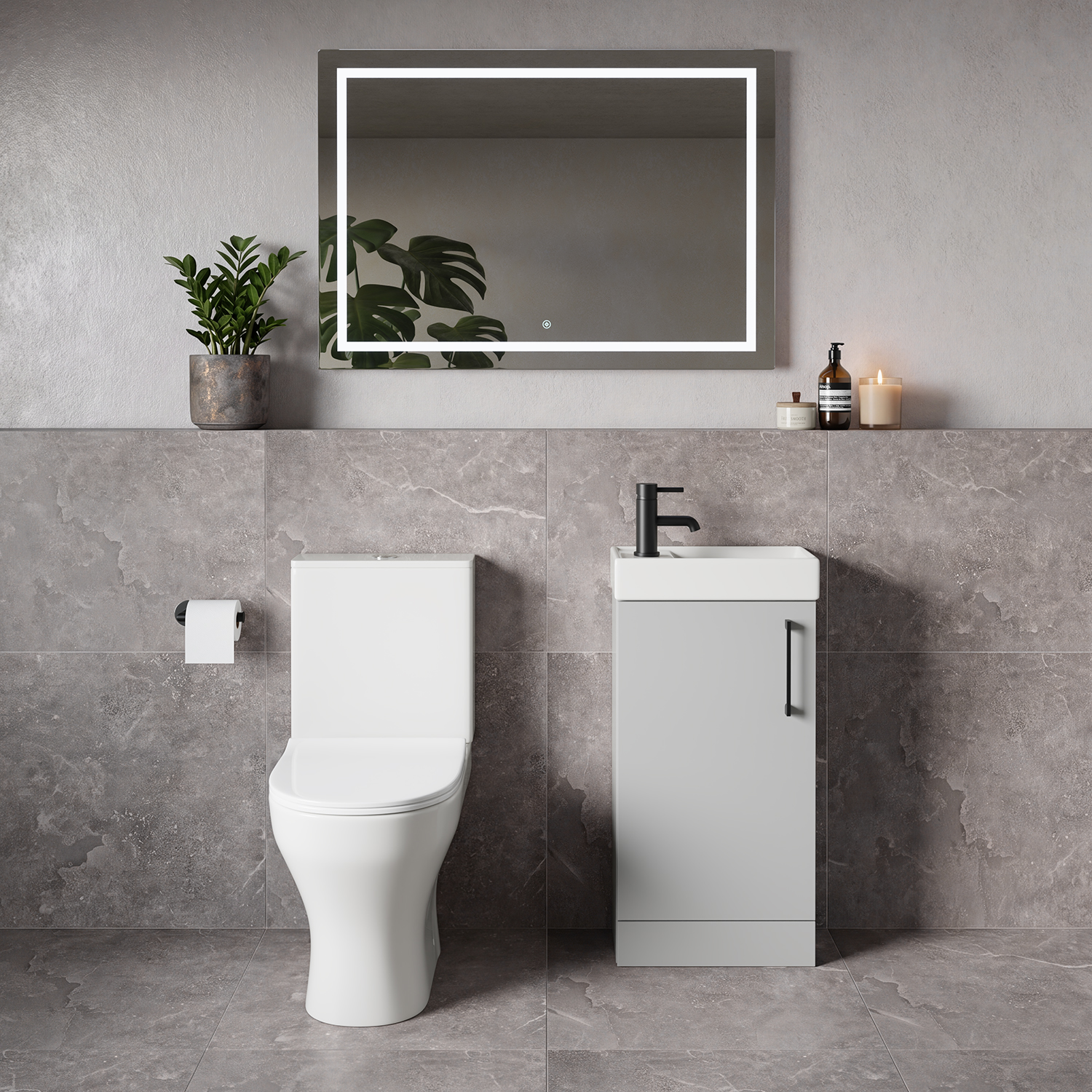 Napoli Cube Single Door Vanity Unit and Jubilee Toilet Suite with Align Basin