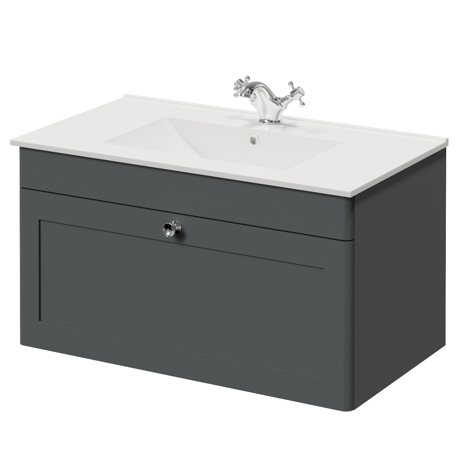 Danbury Wall Mounted Single Drawer Vanity Unit with Angel Basin