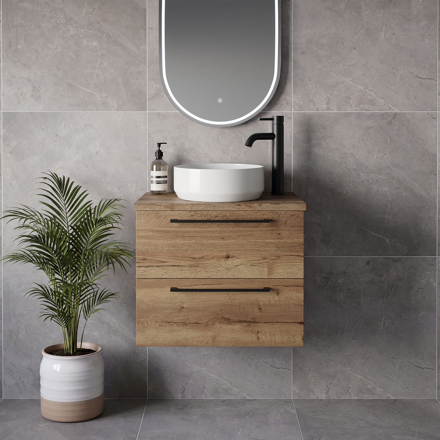 Napoli 390 Wall Mounted 2 Drawer Vanity Unit for Countertop Basins