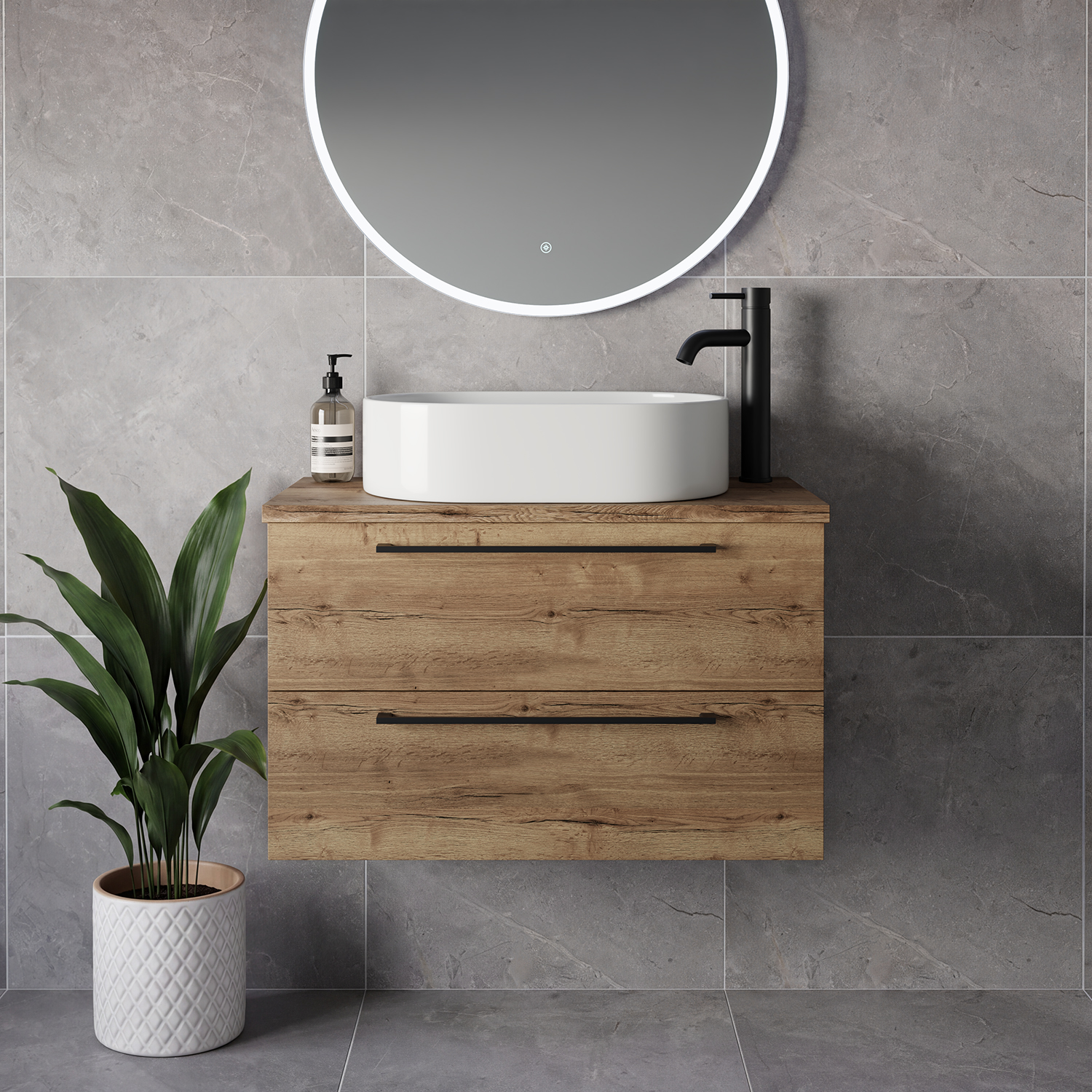 Napoli 390 Wall Mounted 2 Drawer Vanity Unit for Countertop Basins