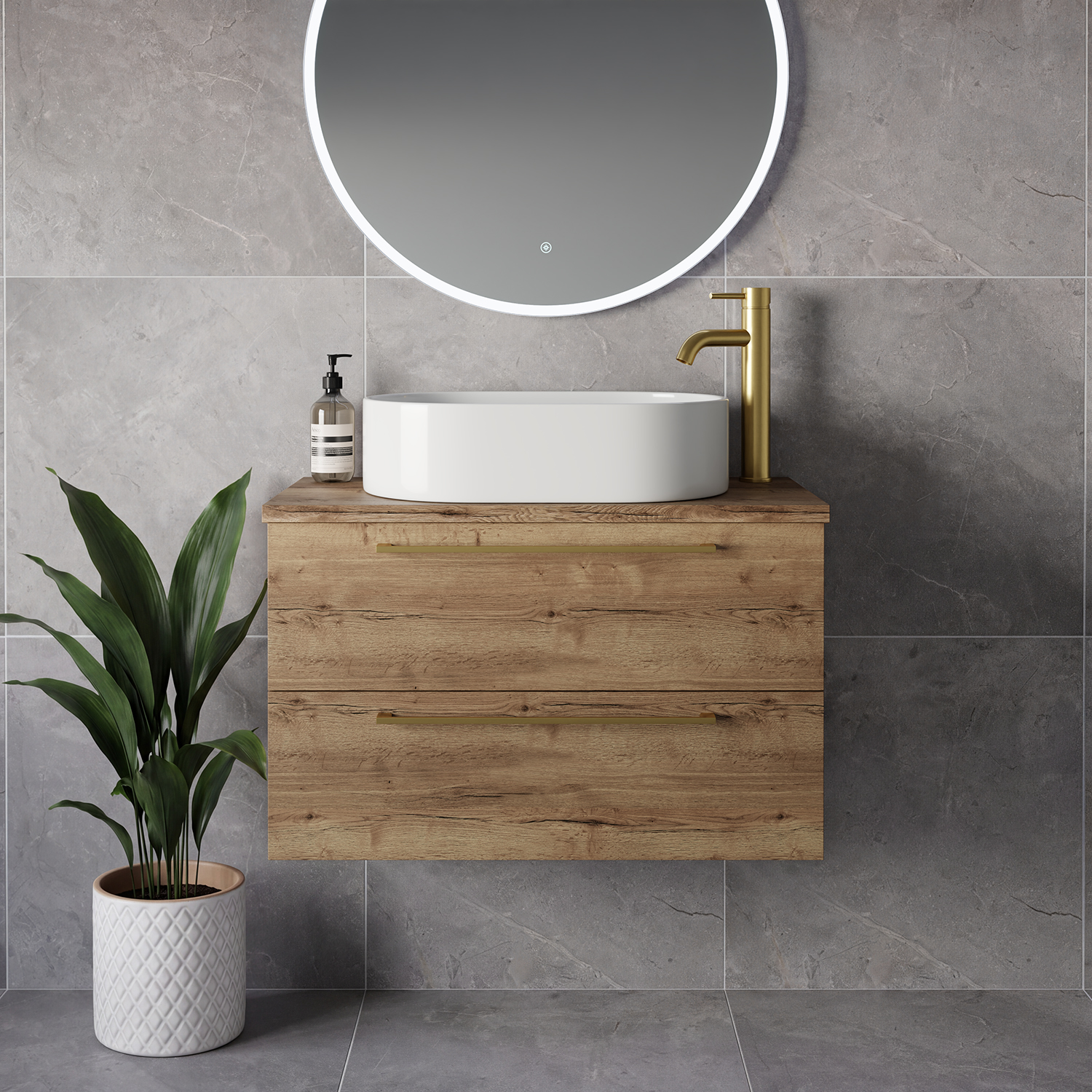 Napoli 390 Wall Mounted 2 Drawer Vanity Unit for Countertop Basins