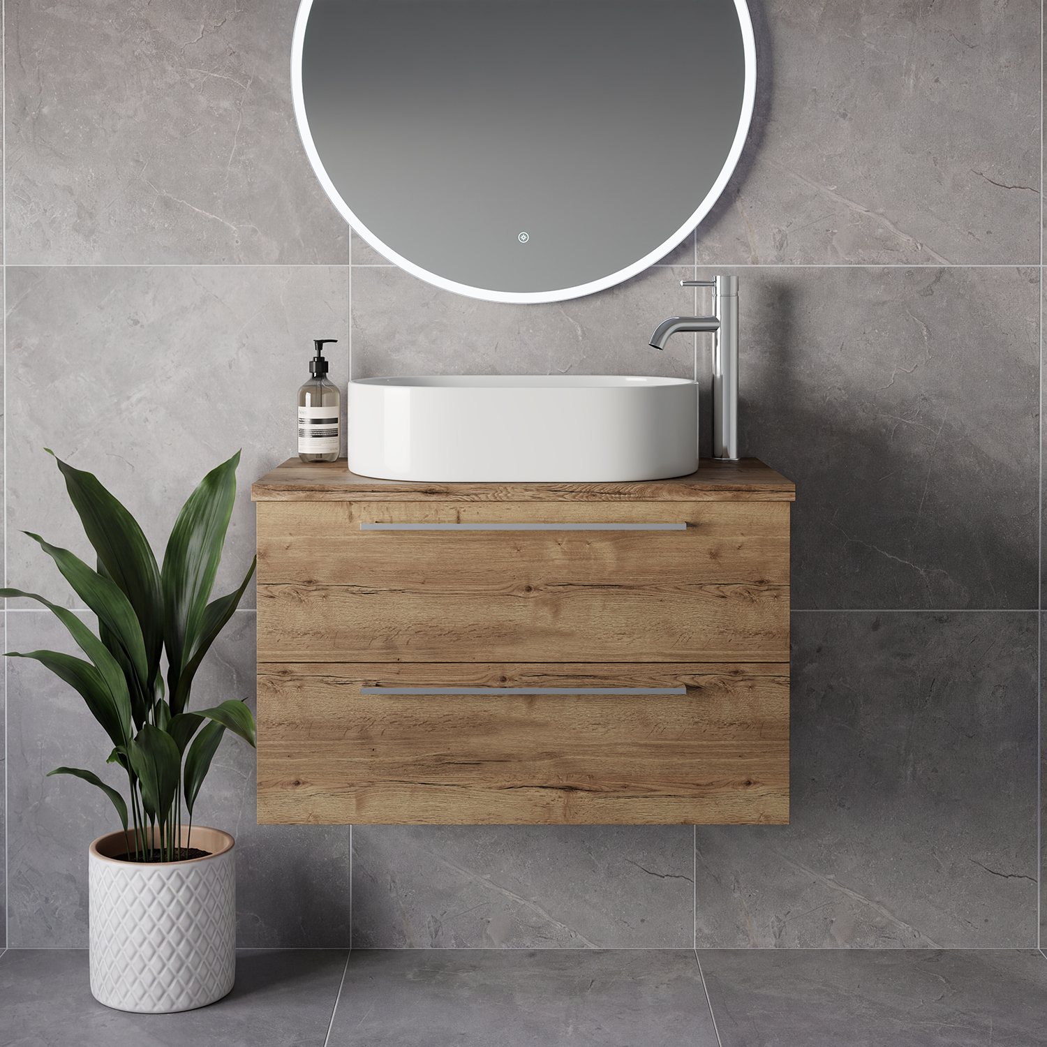 Napoli 390 Wall Mounted 2 Drawer Vanity Unit for Countertop Basins