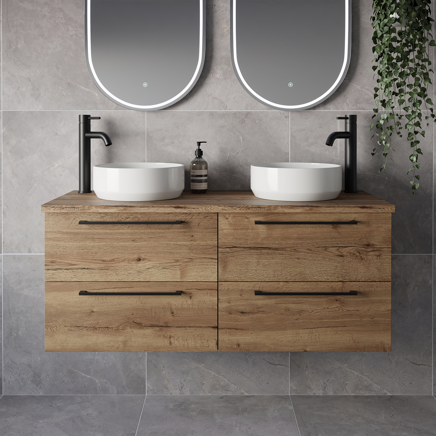 Napoli 460 Wall Mounted 4 Drawer Vanity Unit for Countertop Basins