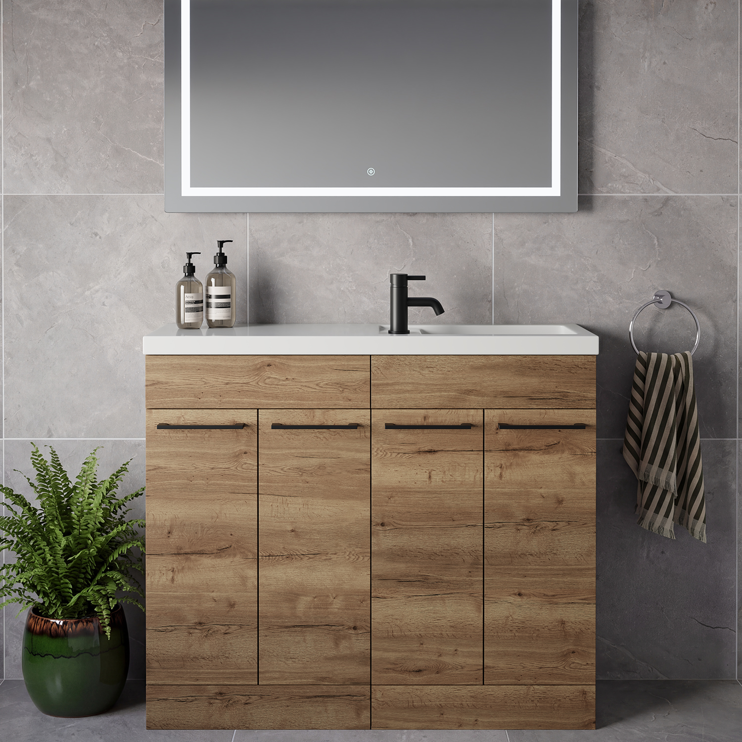 Napoli 250 4 Door Vanity Unit with Square Silvo Basin