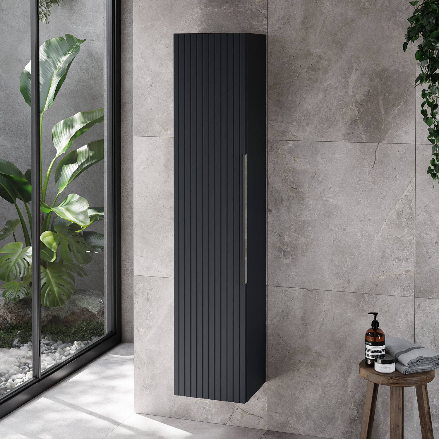 Helix Fluted Wall Mounted 1 Door Tall Unit