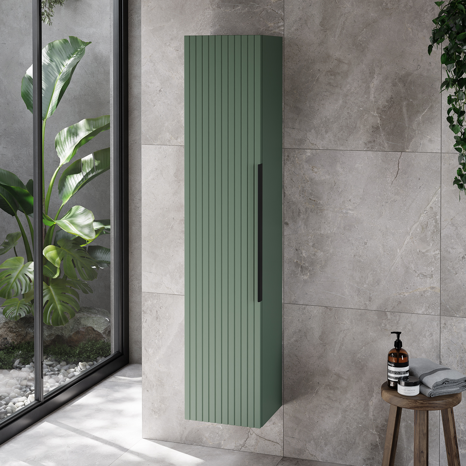 Helix Fluted Wall Mounted 1 Door Tall Unit