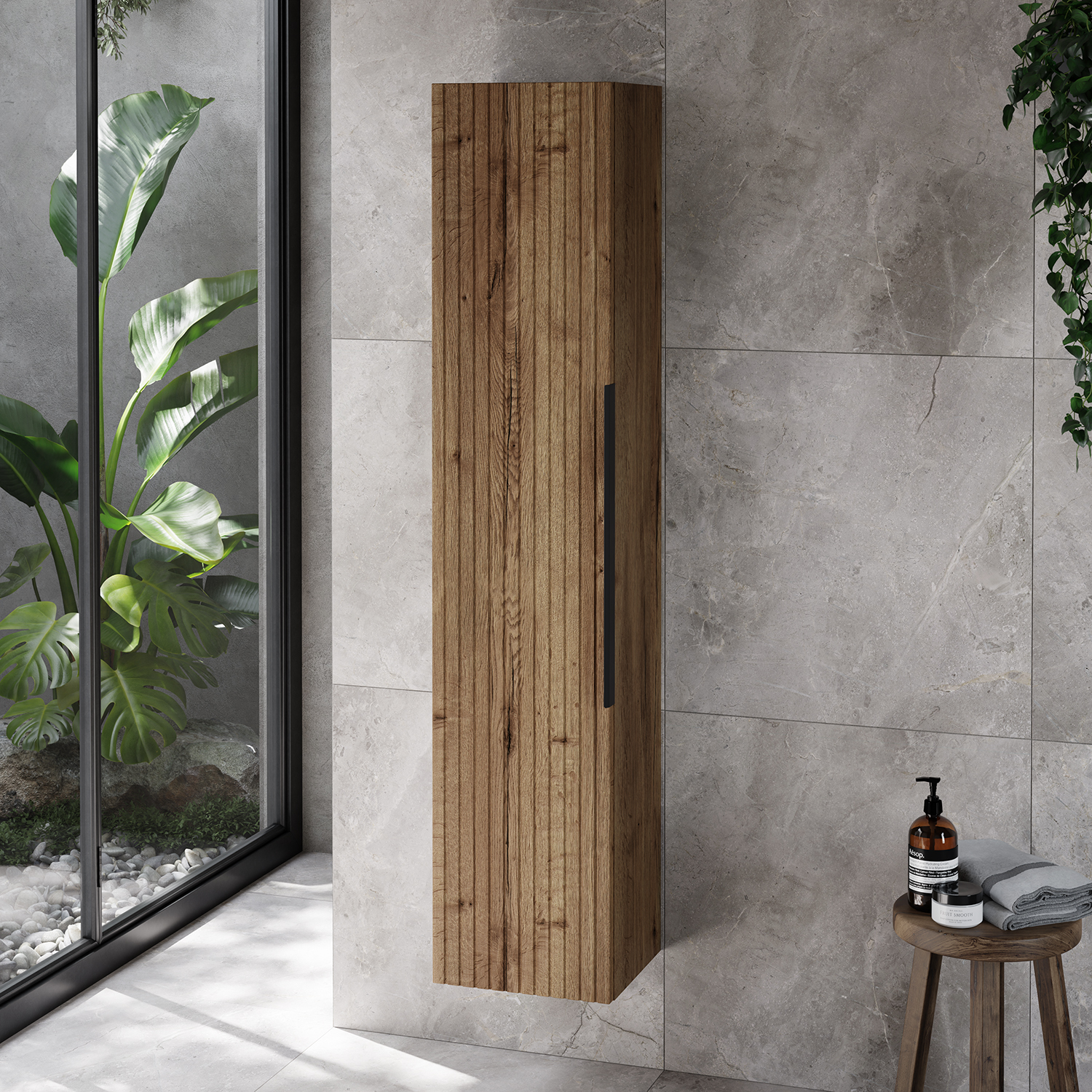 Helix Fluted Wall Mounted 1 Door Tall Unit