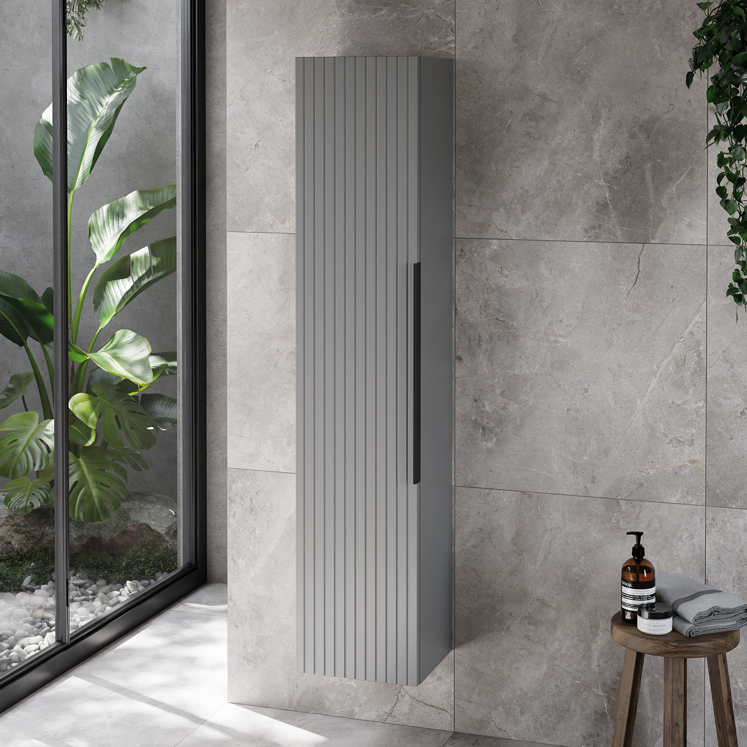 Helix Fluted Wall Mounted 1 Door Tall Unit