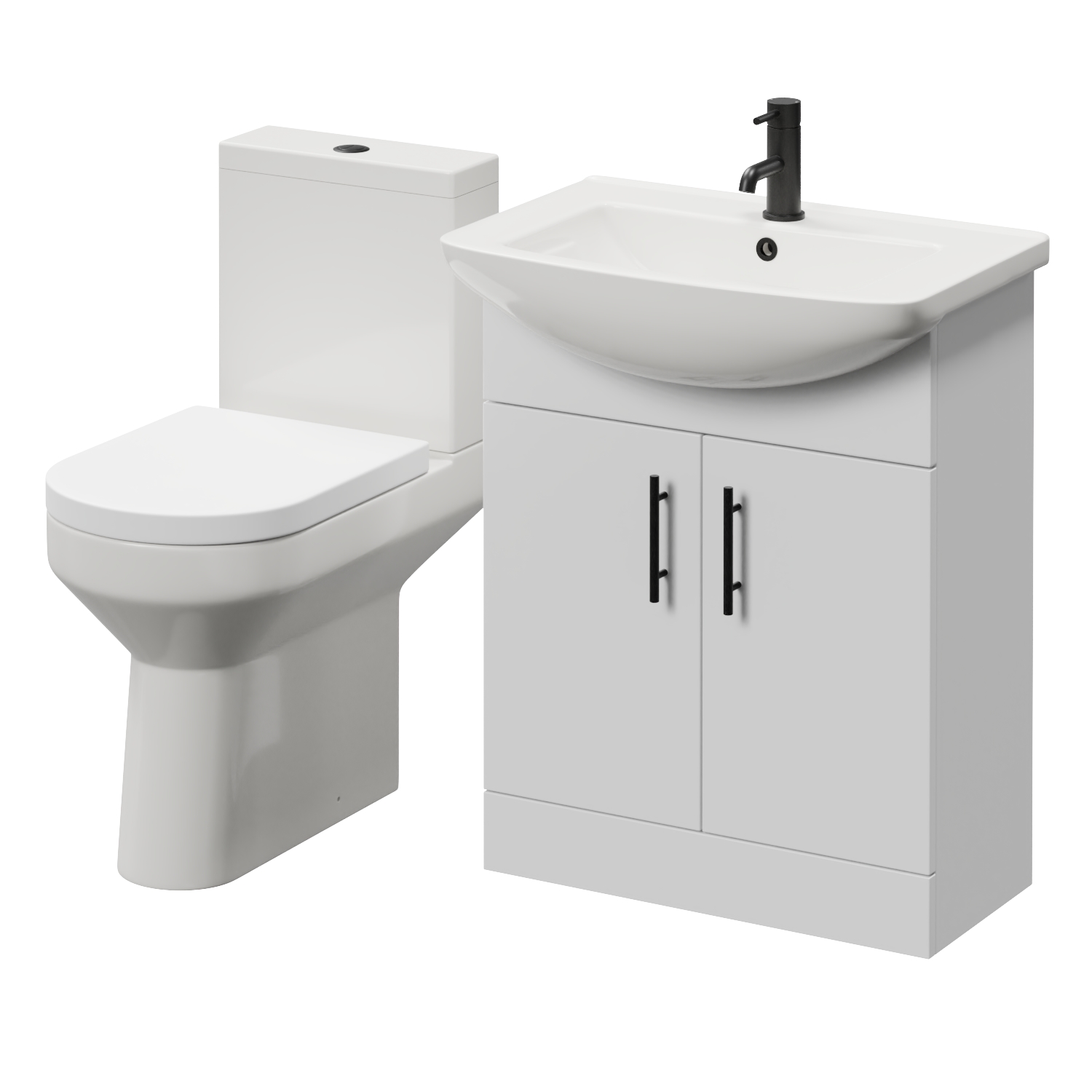Modena 2 Door Vanity Unit and Newbury Comfort Back Toilet Suite
