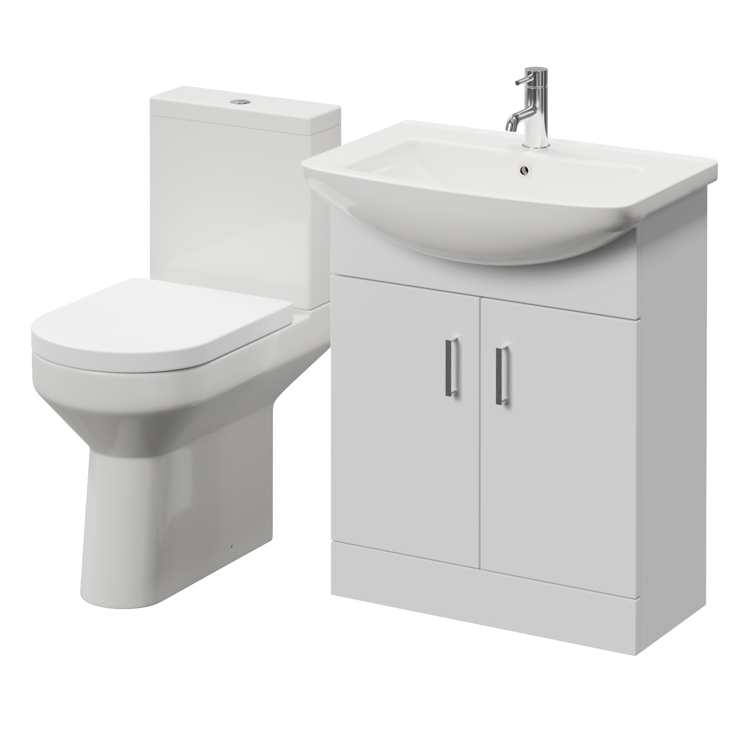Modena 2 Door Vanity Unit and Newbury Comfort Back Toilet Suite