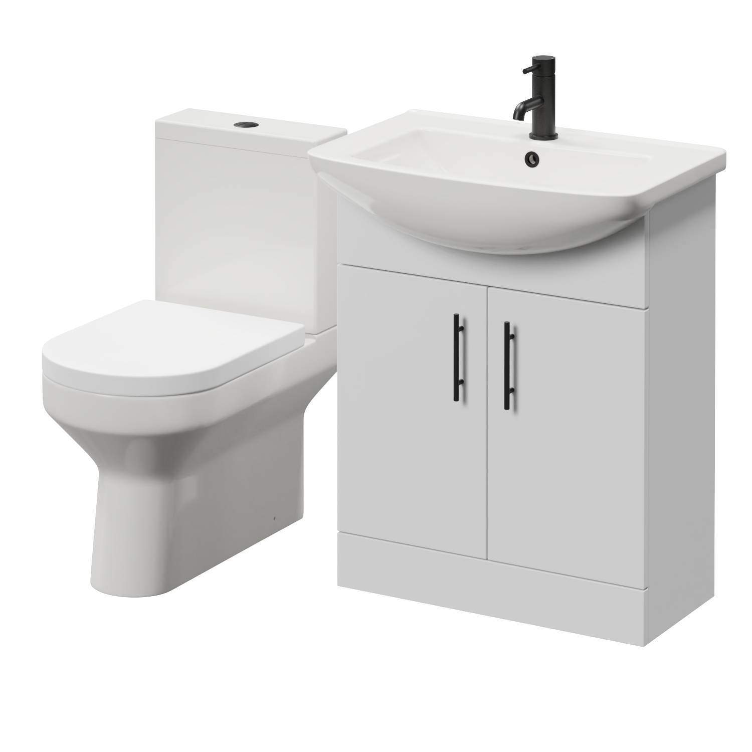 Modena 2 Door Vanity Unit and Newbury Closed Back Toilet Suite