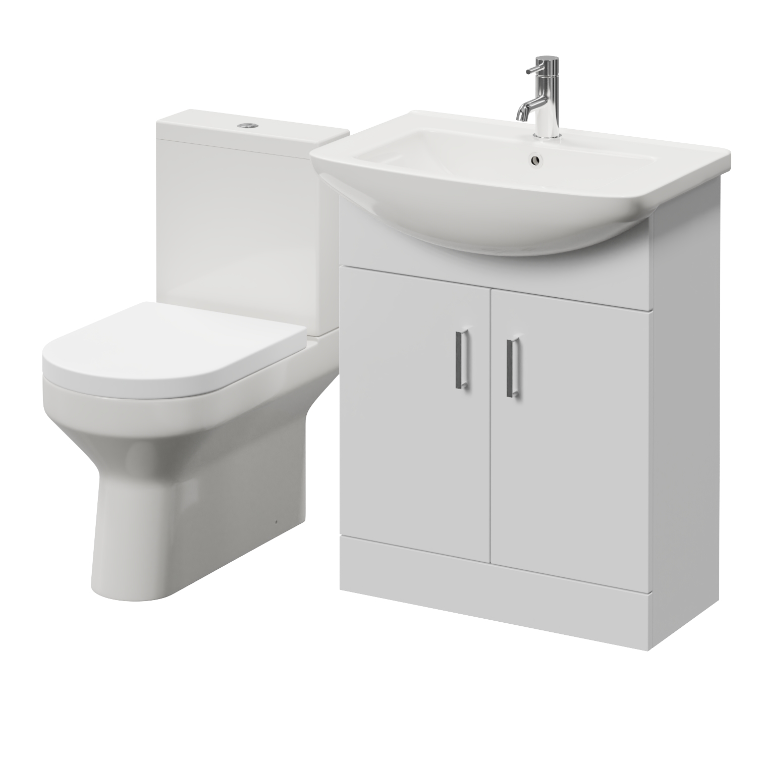 Modena 2 Door Vanity Unit and Newbury Closed Back Toilet Suite