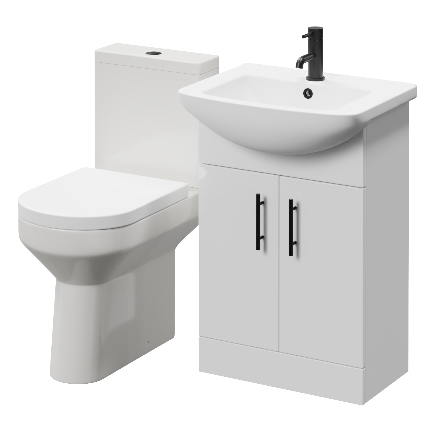 Modena 2 Door Vanity Unit and Newbury Comfort Back Toilet Suite