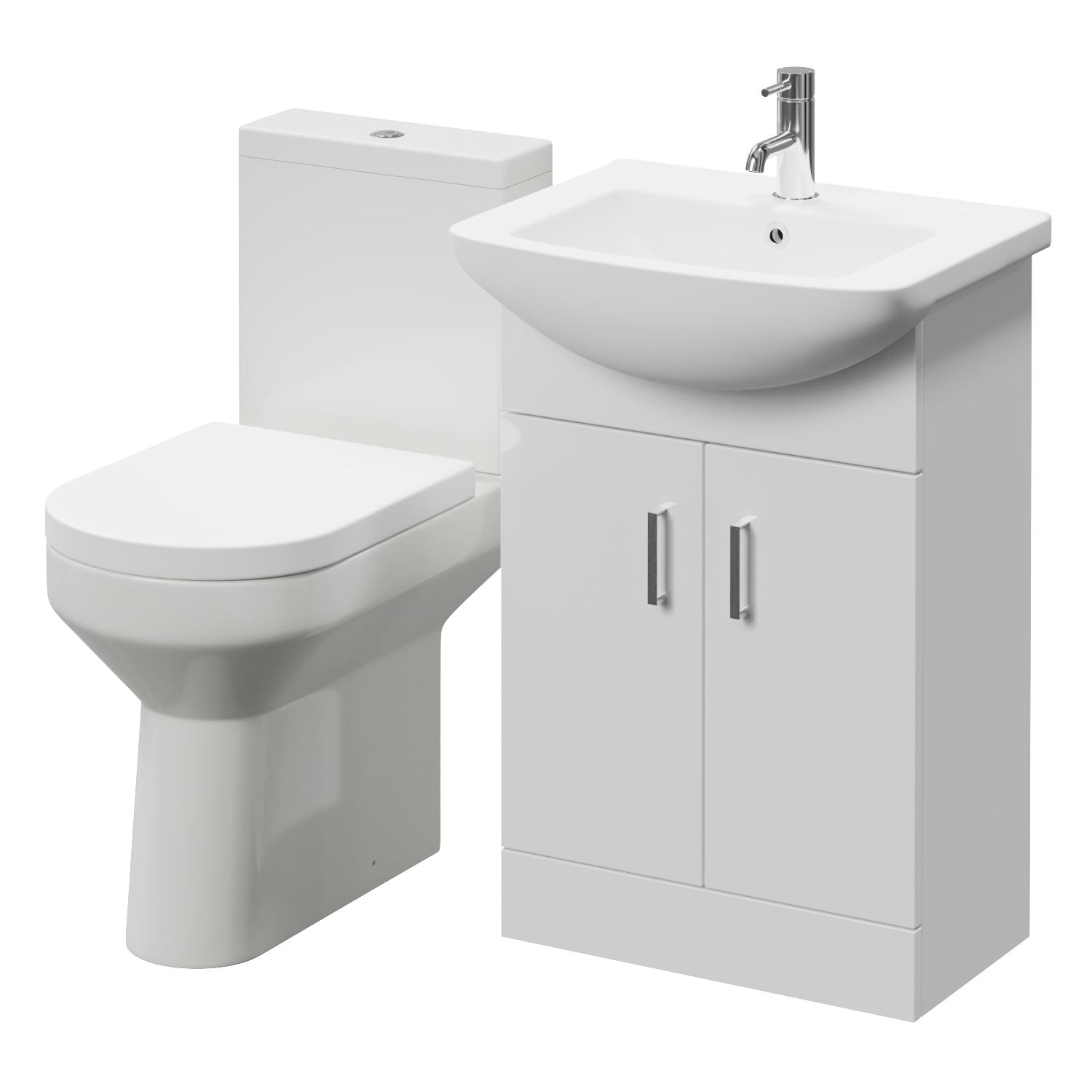 Modena 2 Door Vanity Unit and Newbury Comfort Back Toilet Suite
