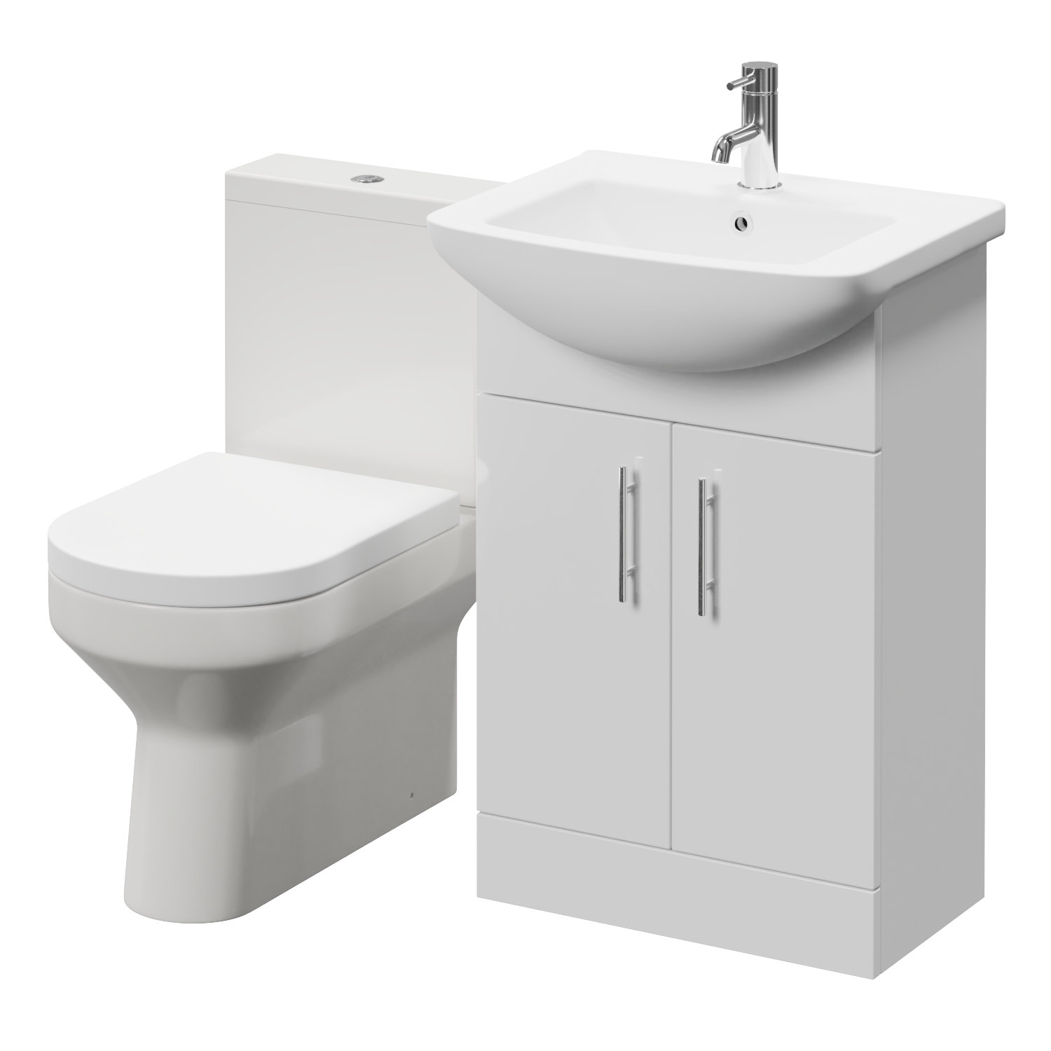Modena 2 Door Vanity Unit and Newbury Closed Back Toilet Suite