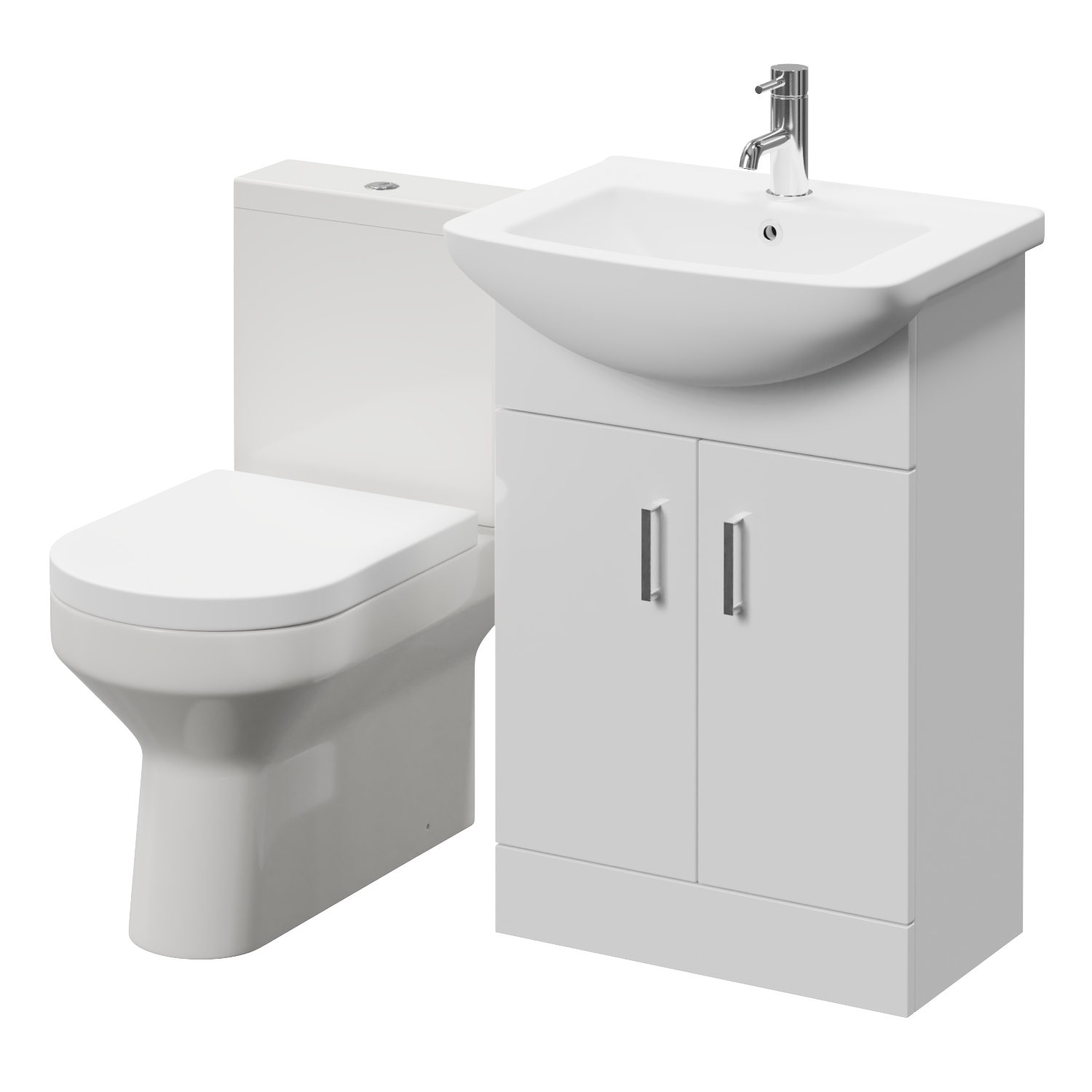 Modena 2 Door Vanity Unit and Newbury Closed Back Toilet Suite