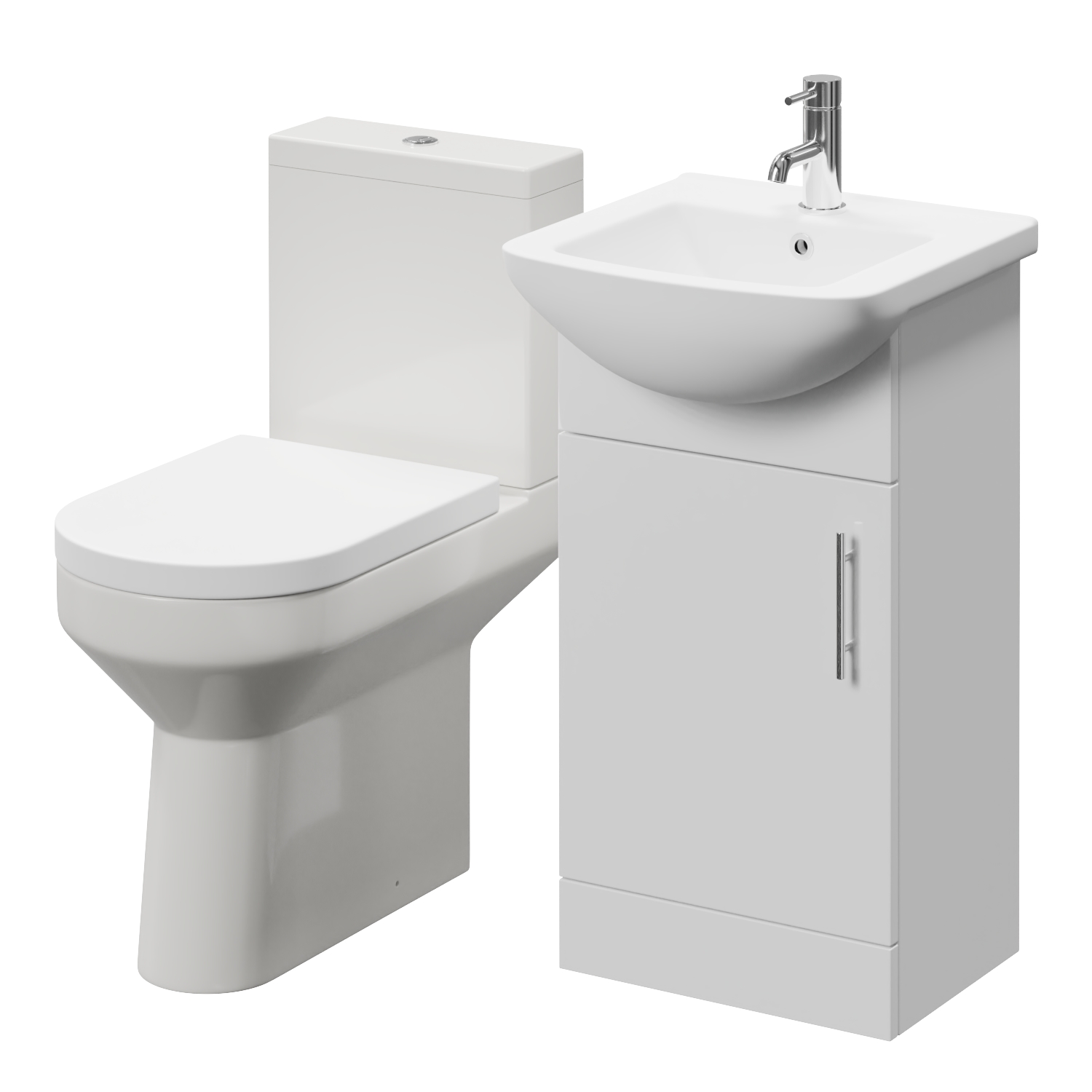 Modena Single Door Vanity Unit and Newbury Comfort Back Toilet Suite