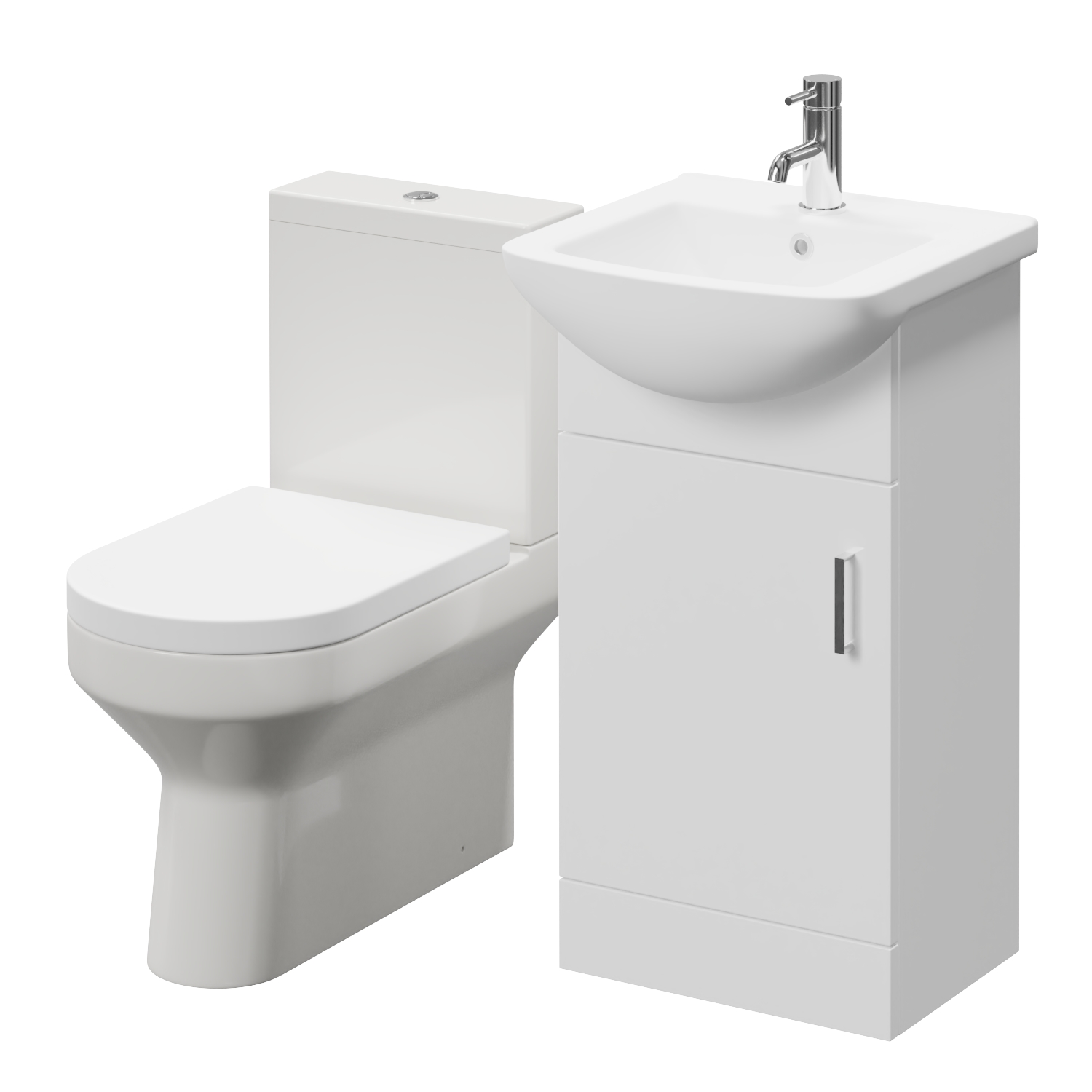 Modena Single Door Vanity Unit and Newbury Closed Back Toilet Suite