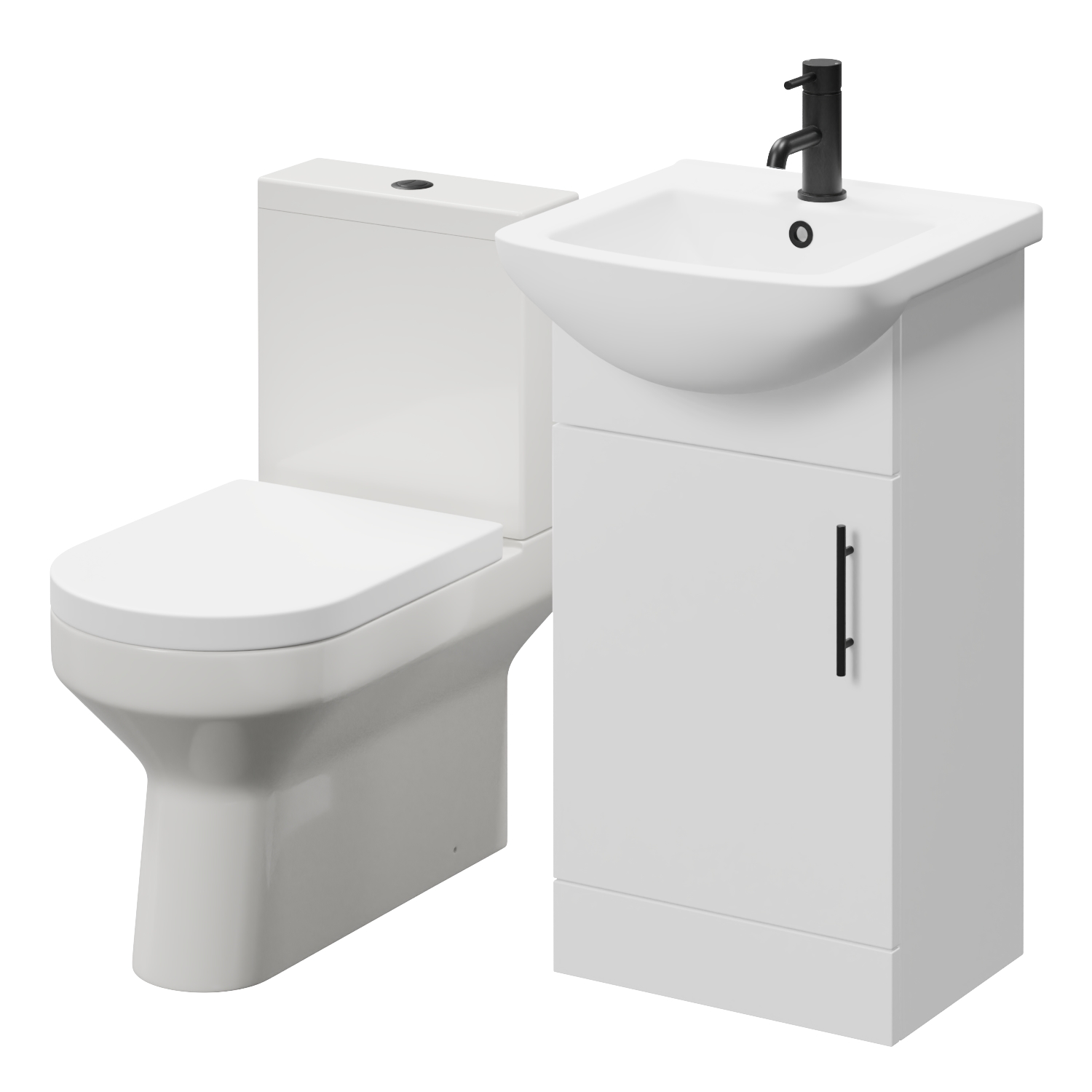 Modena Single Door Vanity Unit and Newbury Open Back Toilet Suite