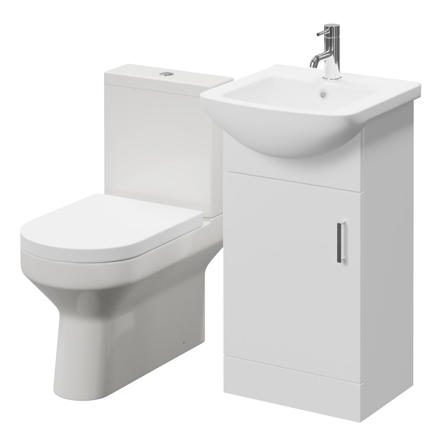 Modena Single Door Vanity Unit and Newbury Open Back Toilet Suite
