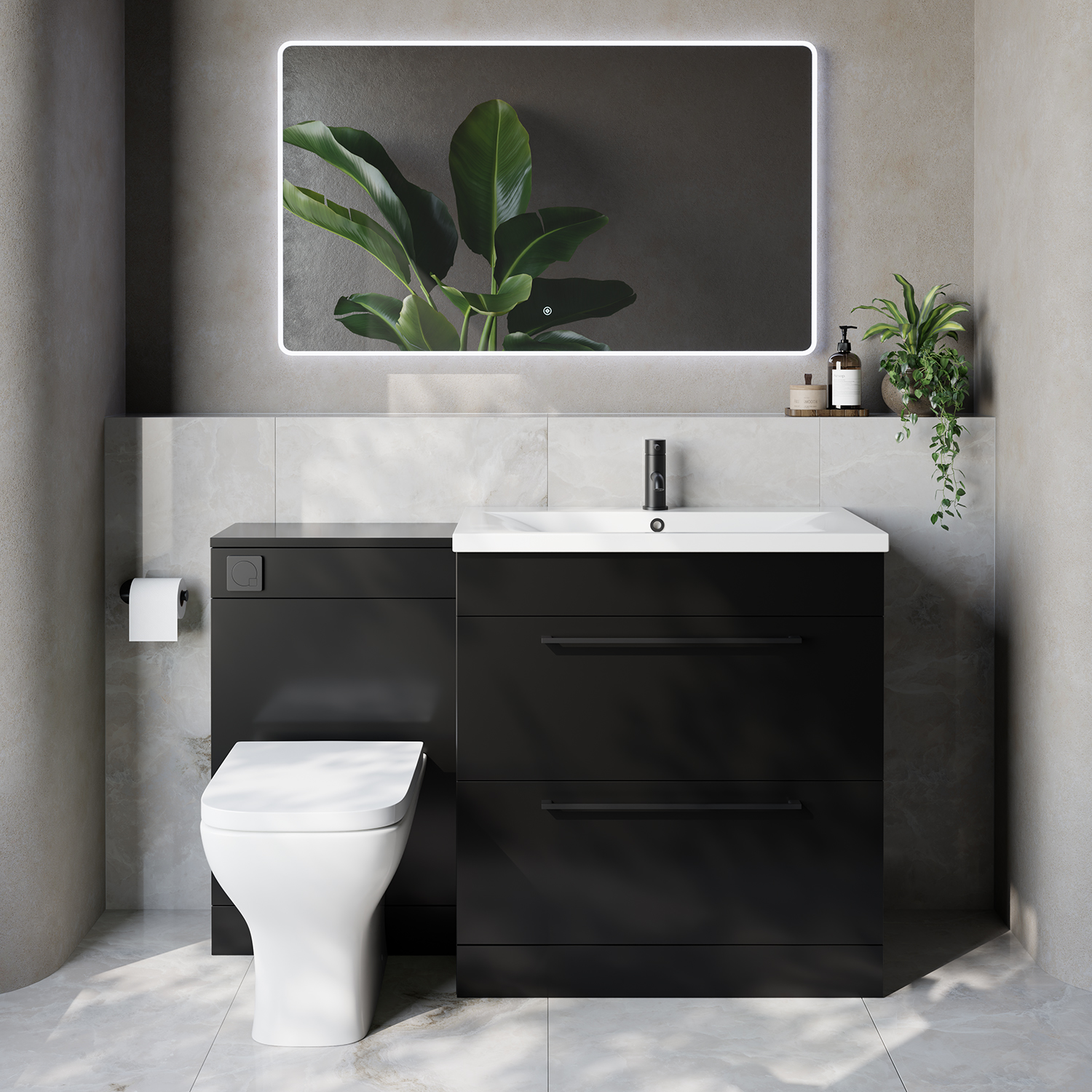 Napoli 460 2 Drawer Vanity Unit Toilet Suite with Glide Basin