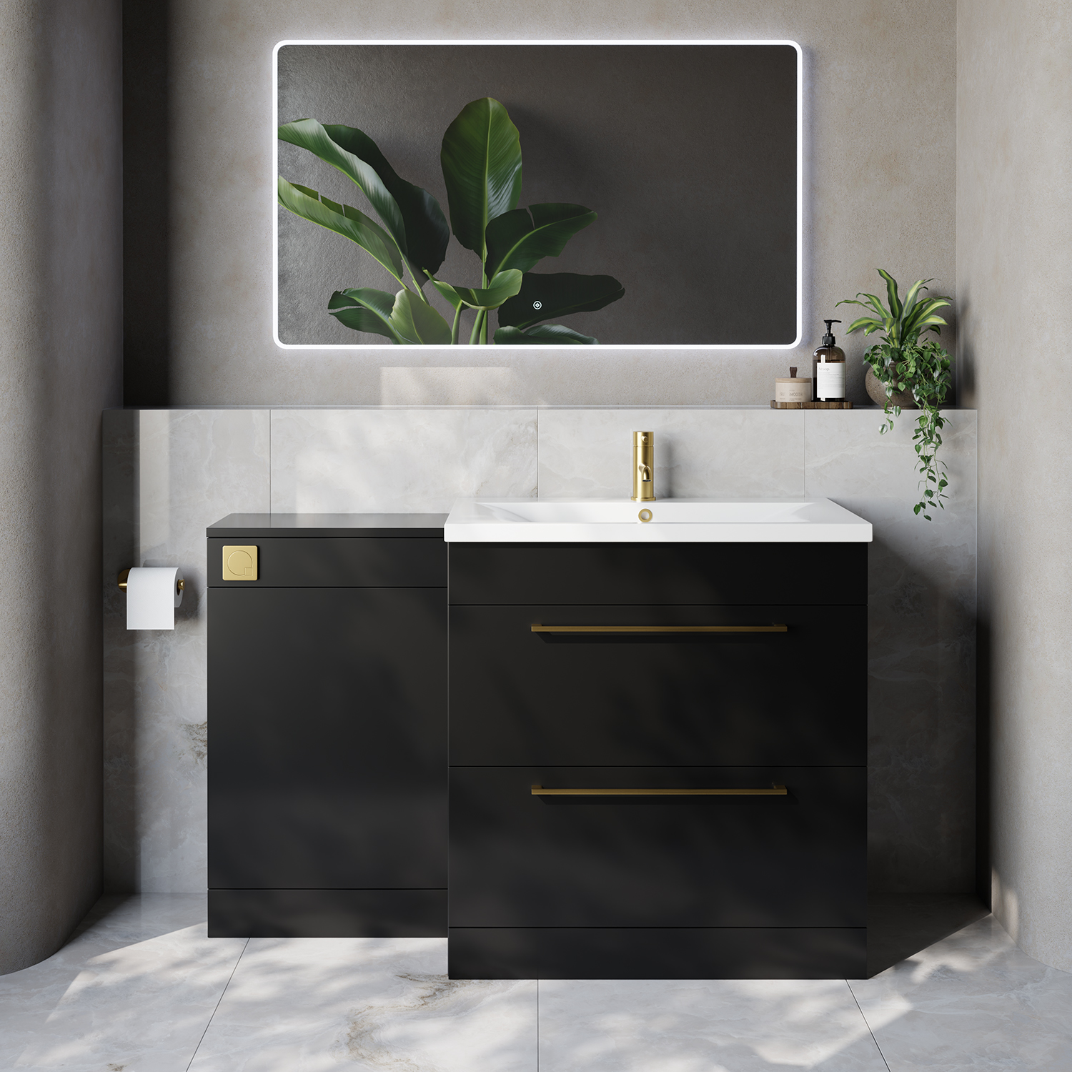 Napoli 460 2 Drawer Vanity Unit Toilet Suite with Glide Basin