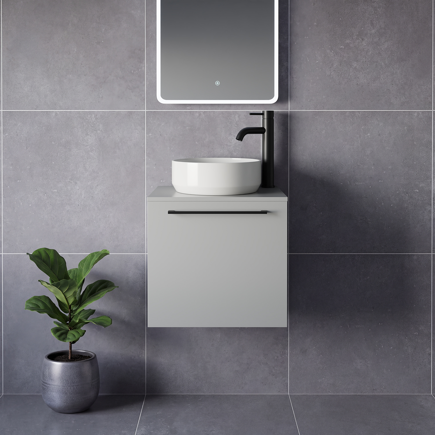 Napoli 390 Wall Mounted Single Drawer Vanity Unit for Countertop Basins