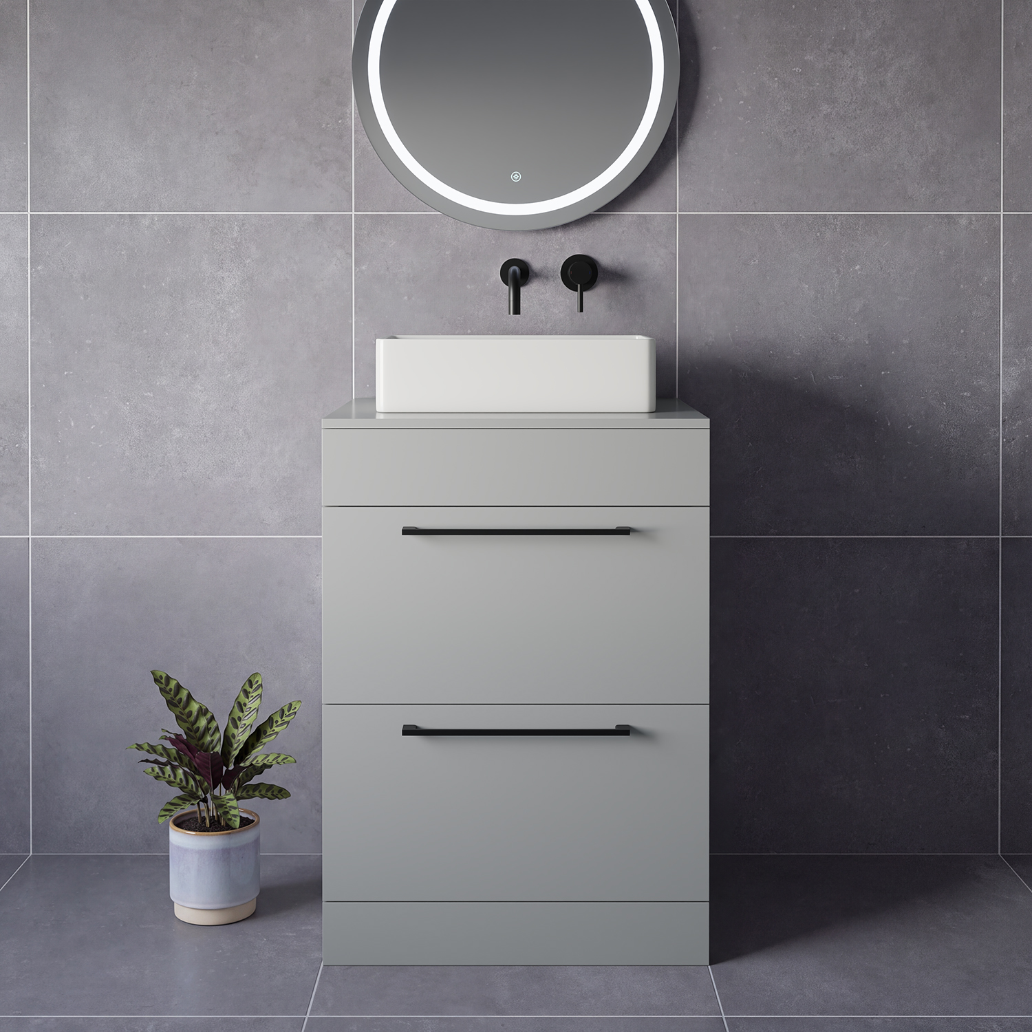 Napoli 460 2 Drawer Vanity Unit for Countertop Basins