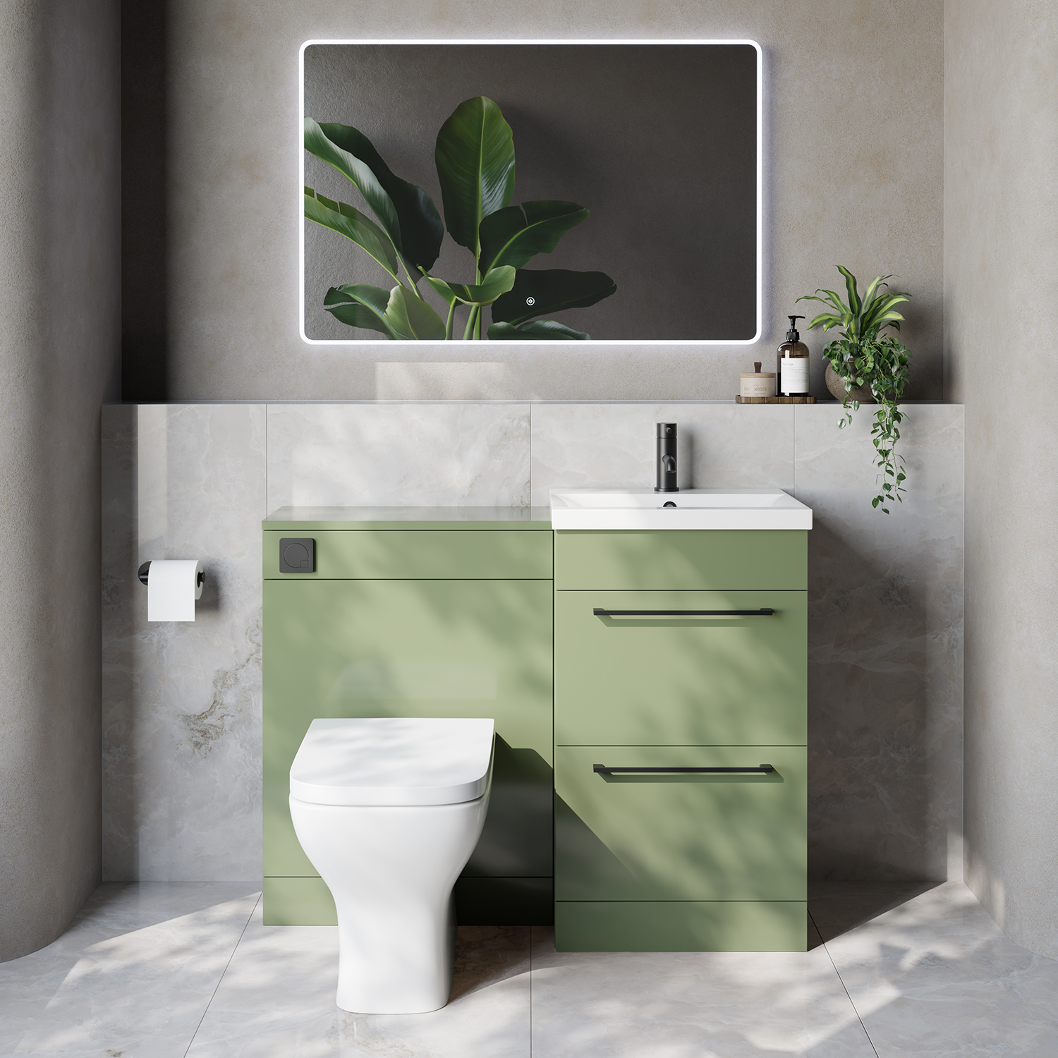 Napoli 390 Cento 2 Drawer Vanity Unit Toilet Suite with Glide Basin